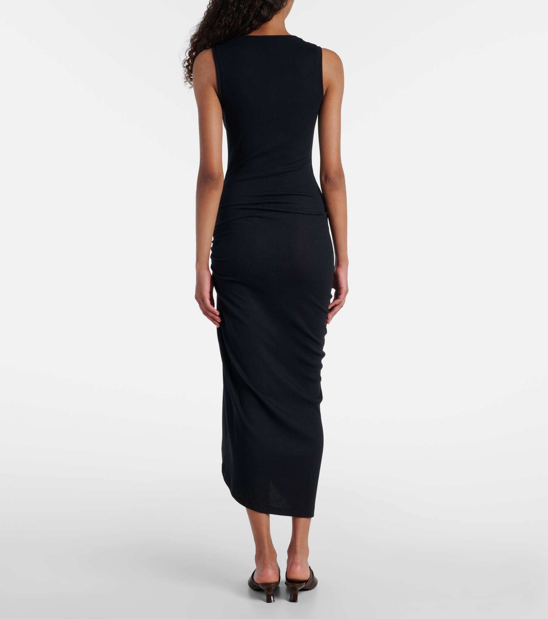 Tank gathered cotton-blend midi dress - 3