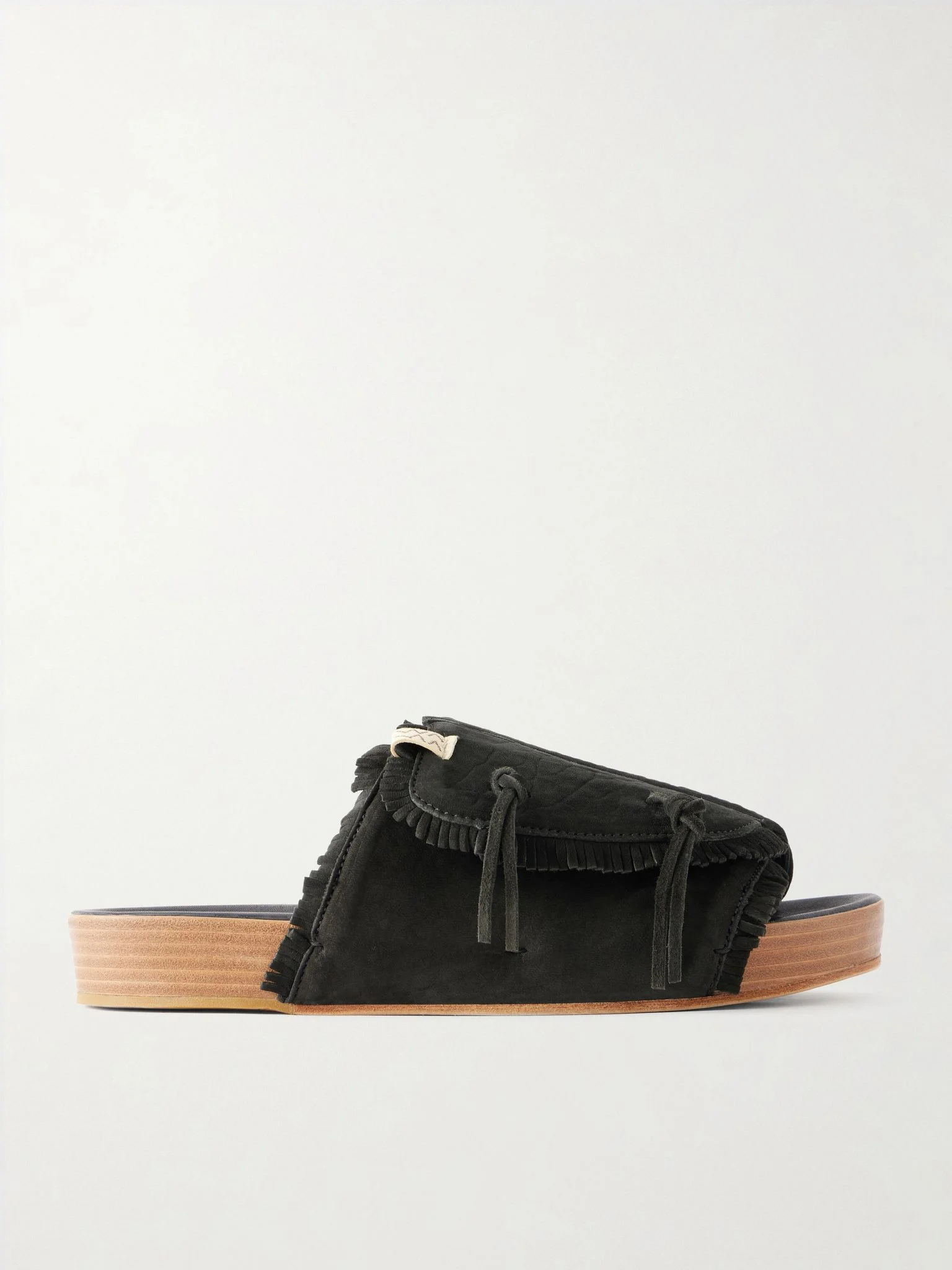 Christo Shaman Folk Fringed Suede Summer Shoes Black - 1
