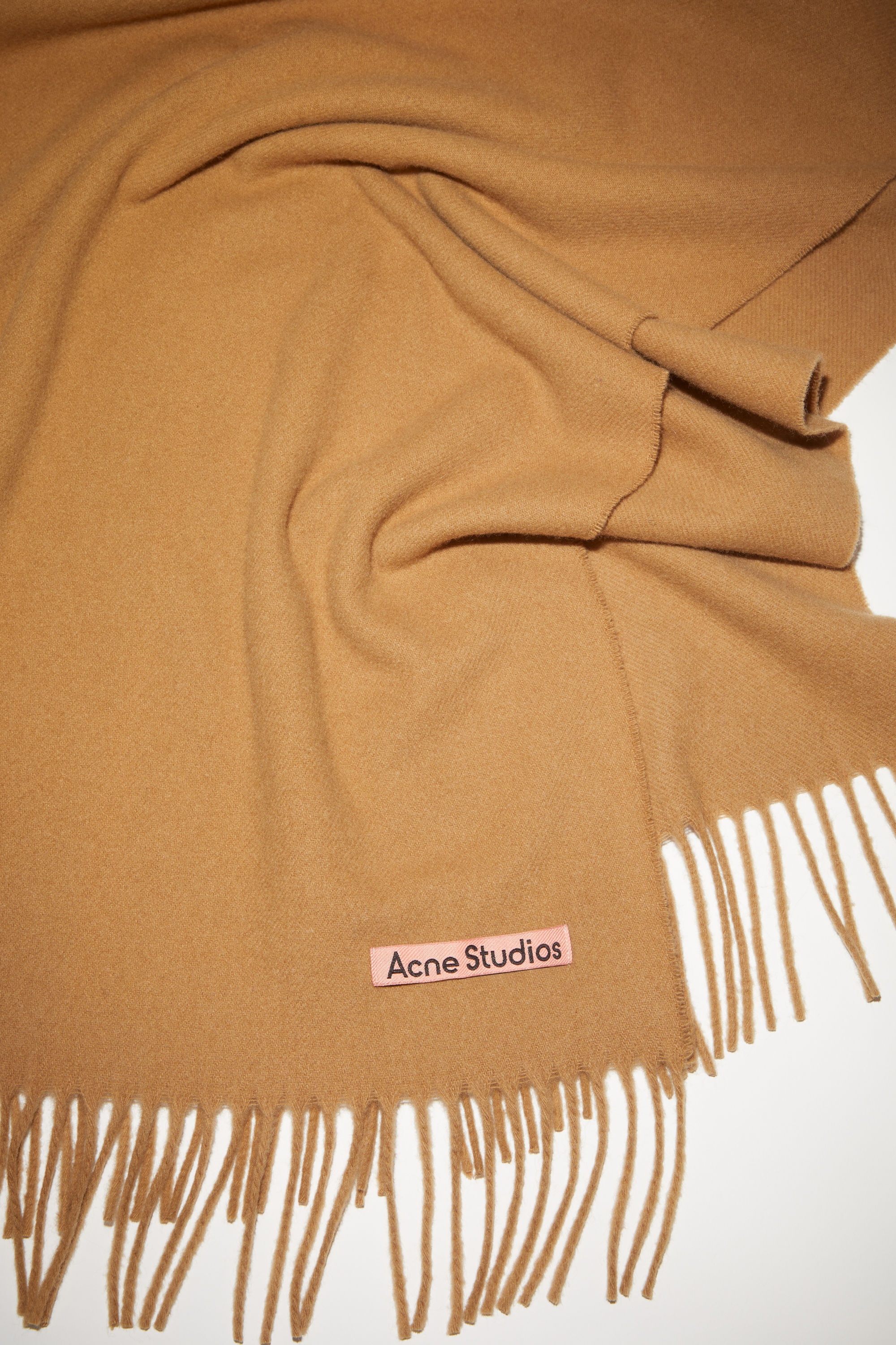 Cashmere fringe scarf - Narrow - Dark camel - 4