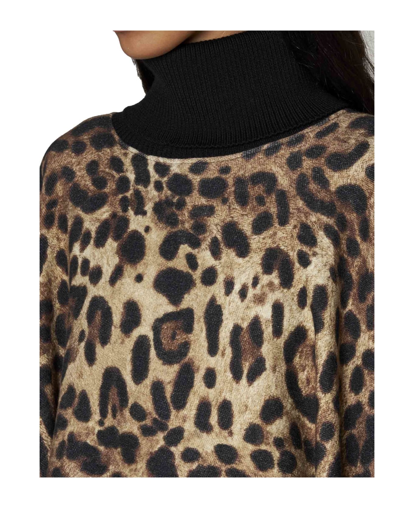 Leopard Printed Fringed Poncho - 4