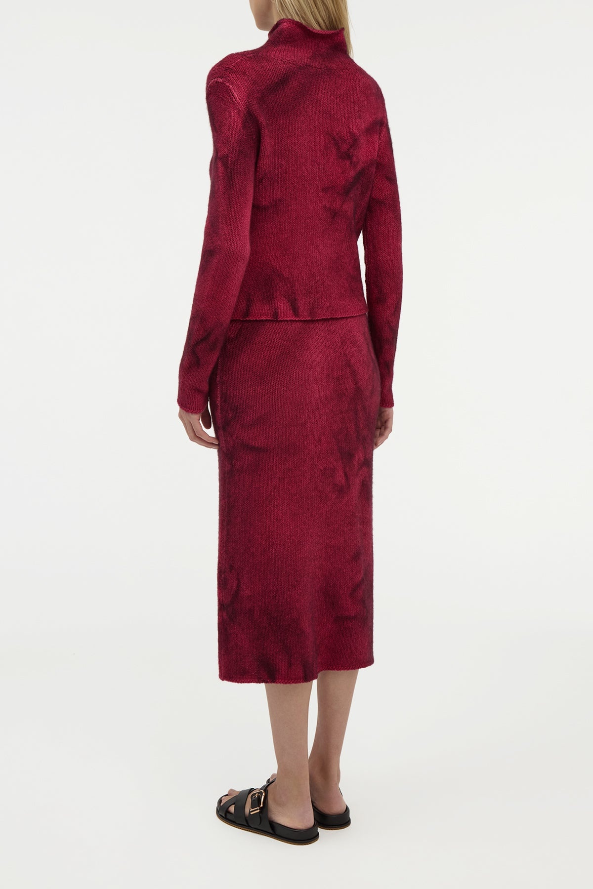 Dorcas Knit Midi Skirt in Bordeaux Cashmere - 4