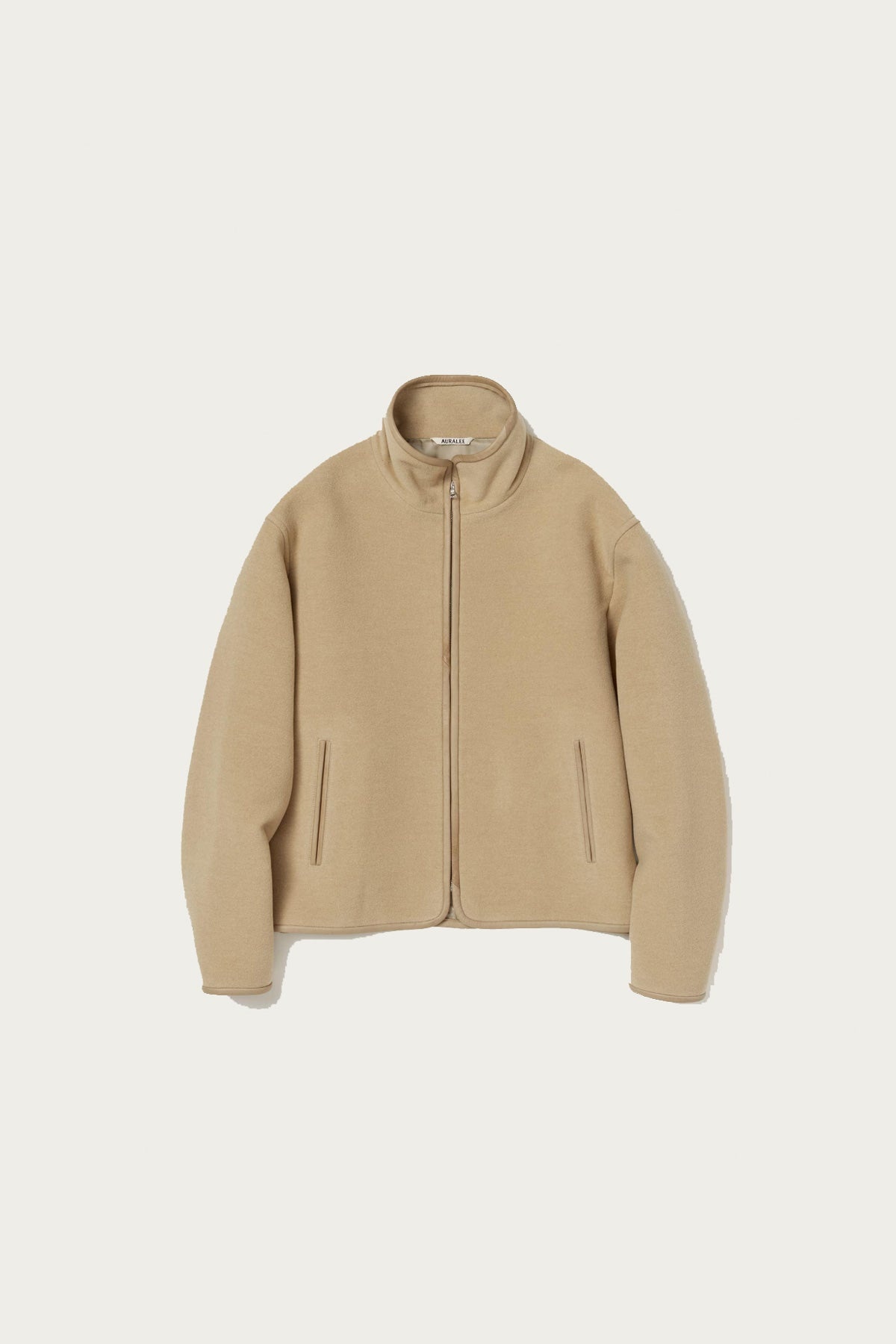 Double Cloth Heavy Wool Pile Zip Blouson - Beige - 1