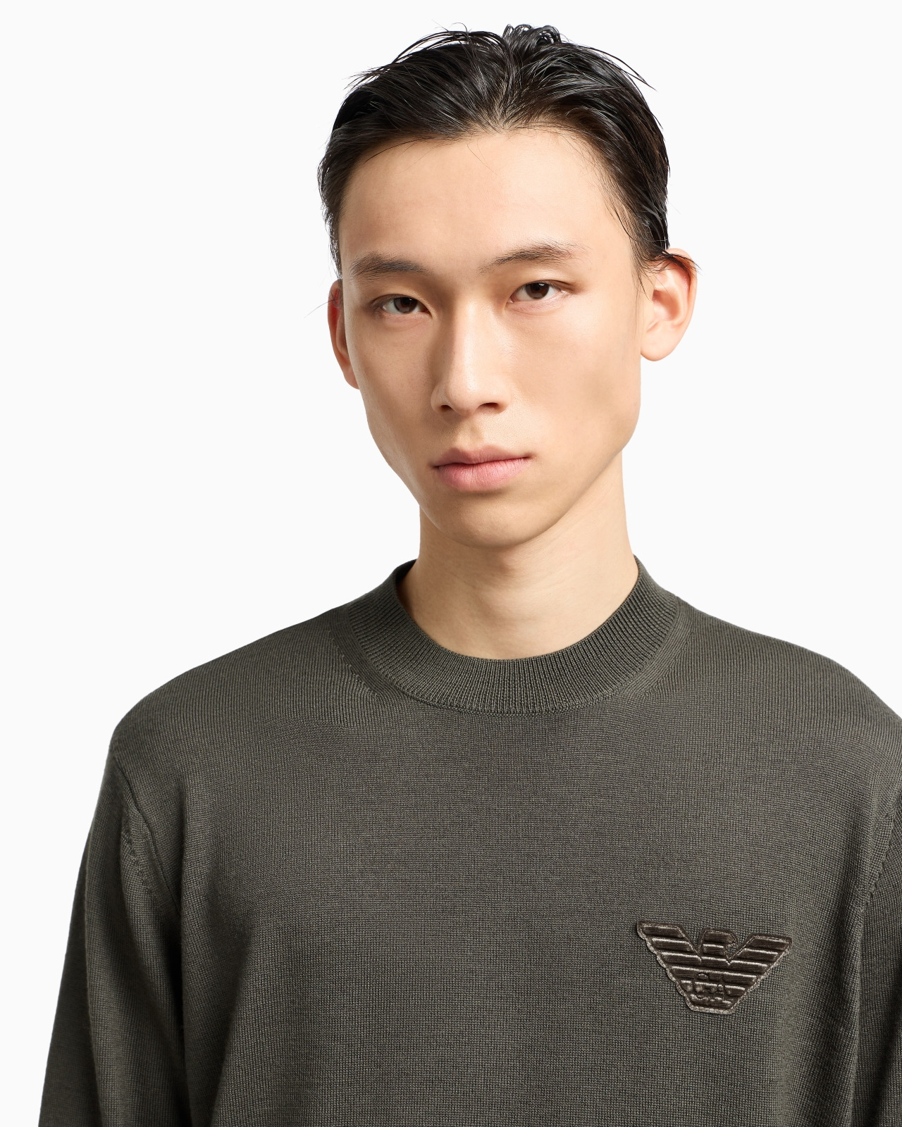 PLAIN-KNIT VIRGIN-WOOL JUMPER WITH EAGLE PATCH - 5