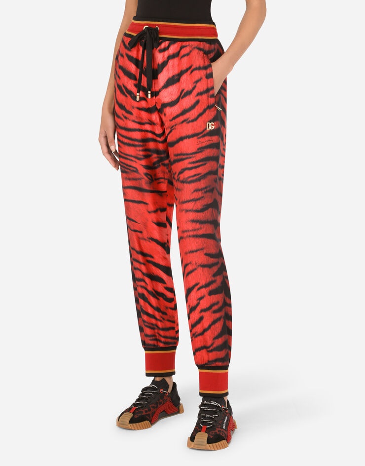 Tiger-print twill pants with ankle cuffs - 4