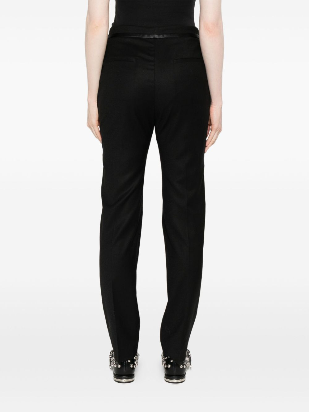 satin-trimmed trousers - 4