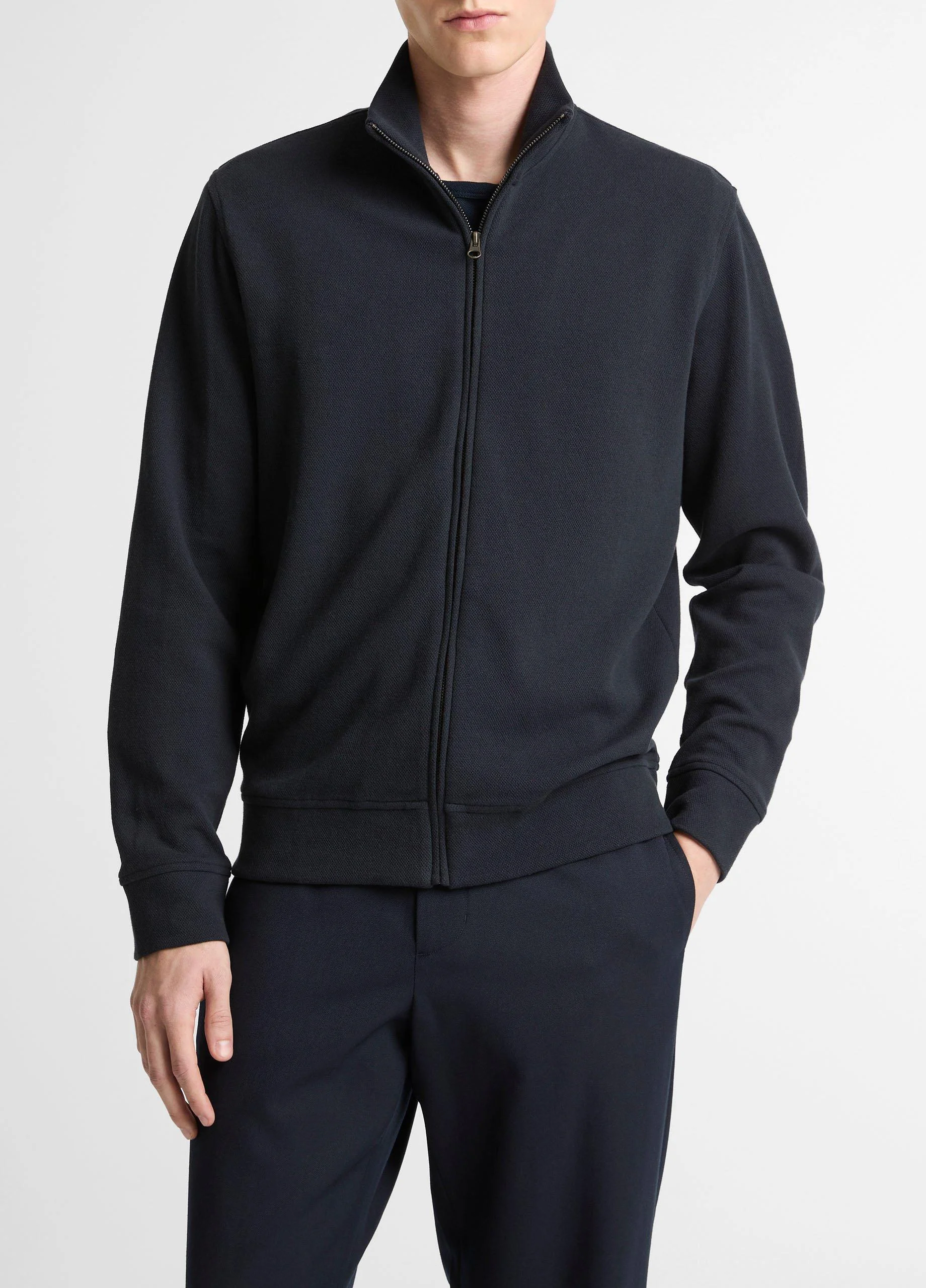 Flat-Back Cotton-Blend Piqué Zip-Front Jacket - 1