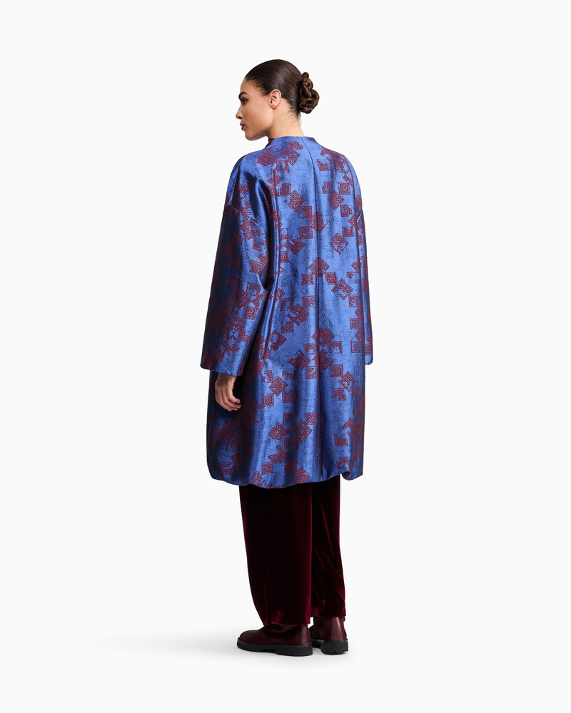 WOOL KIMONO COAT WITH GEOMETRIC JACQUARD PATTERN 5