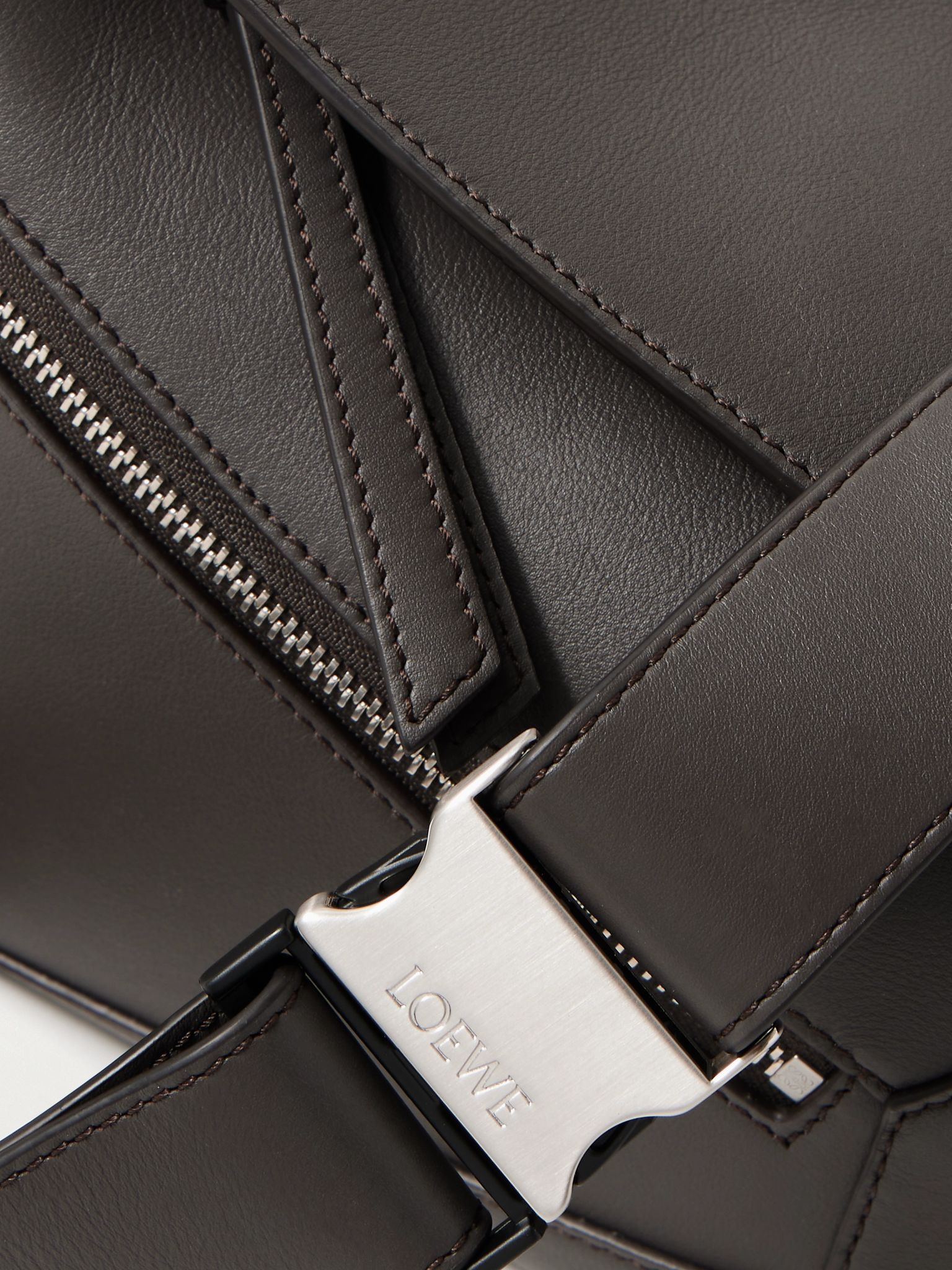 Puzzle Edge Small Leather Belt Bag Gray - 4