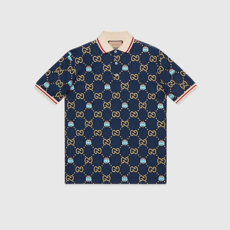 Stretch cotton polo with embroidery 1