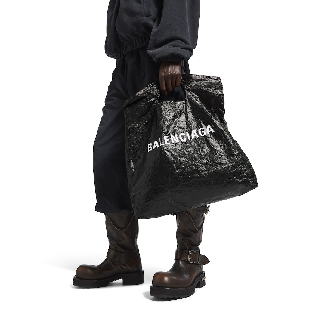 Men's Marché Packable Tote Bag Medium in Black - 7
