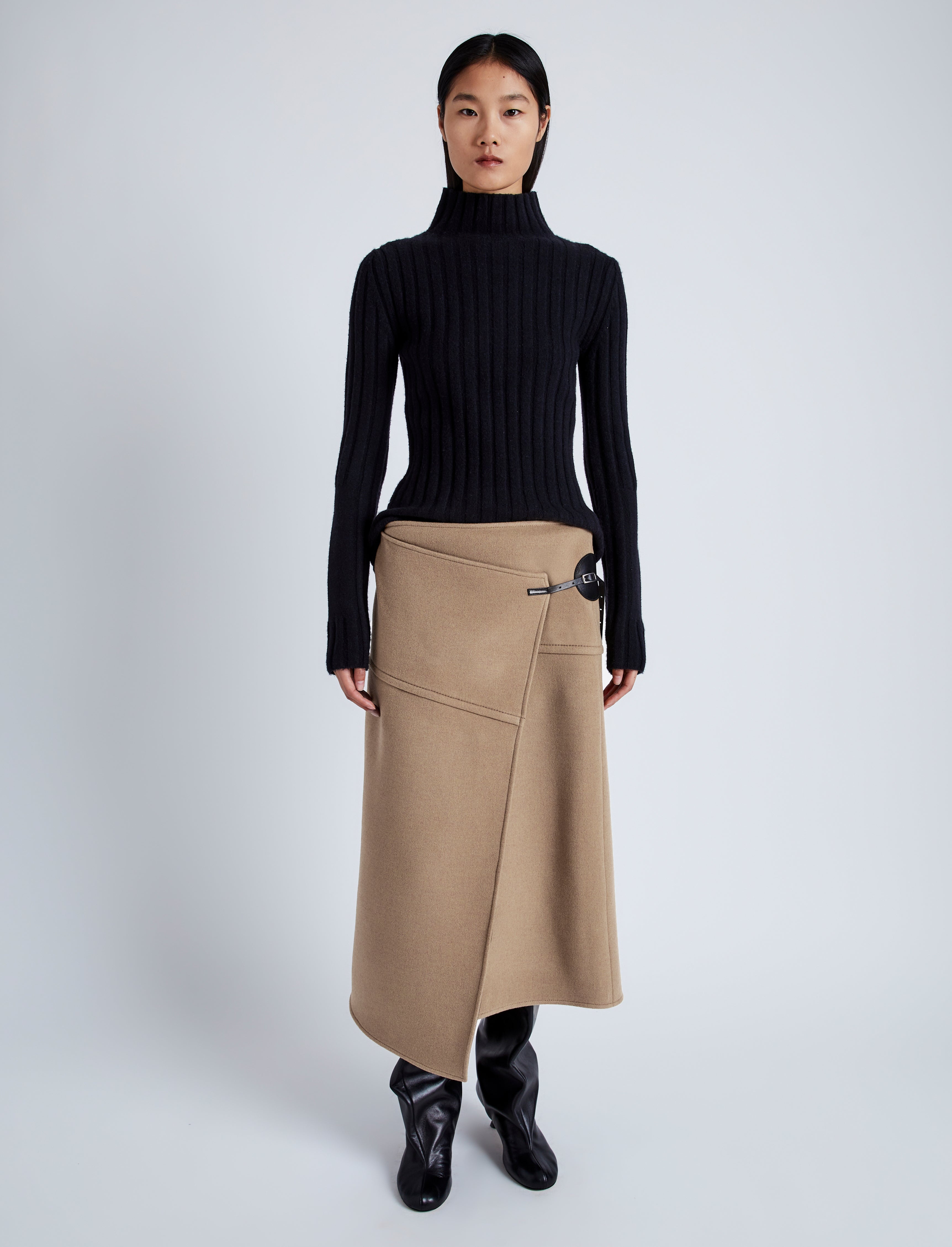 Aida Skirt in Brushed Melange Wool - 2