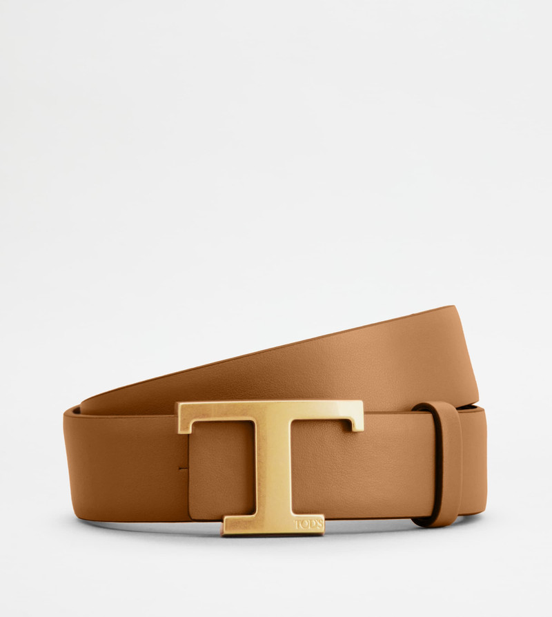 Tod's T TIMELESS REVERSIBLE BELT IN LEATHER - BROWN, BEIGE outlook