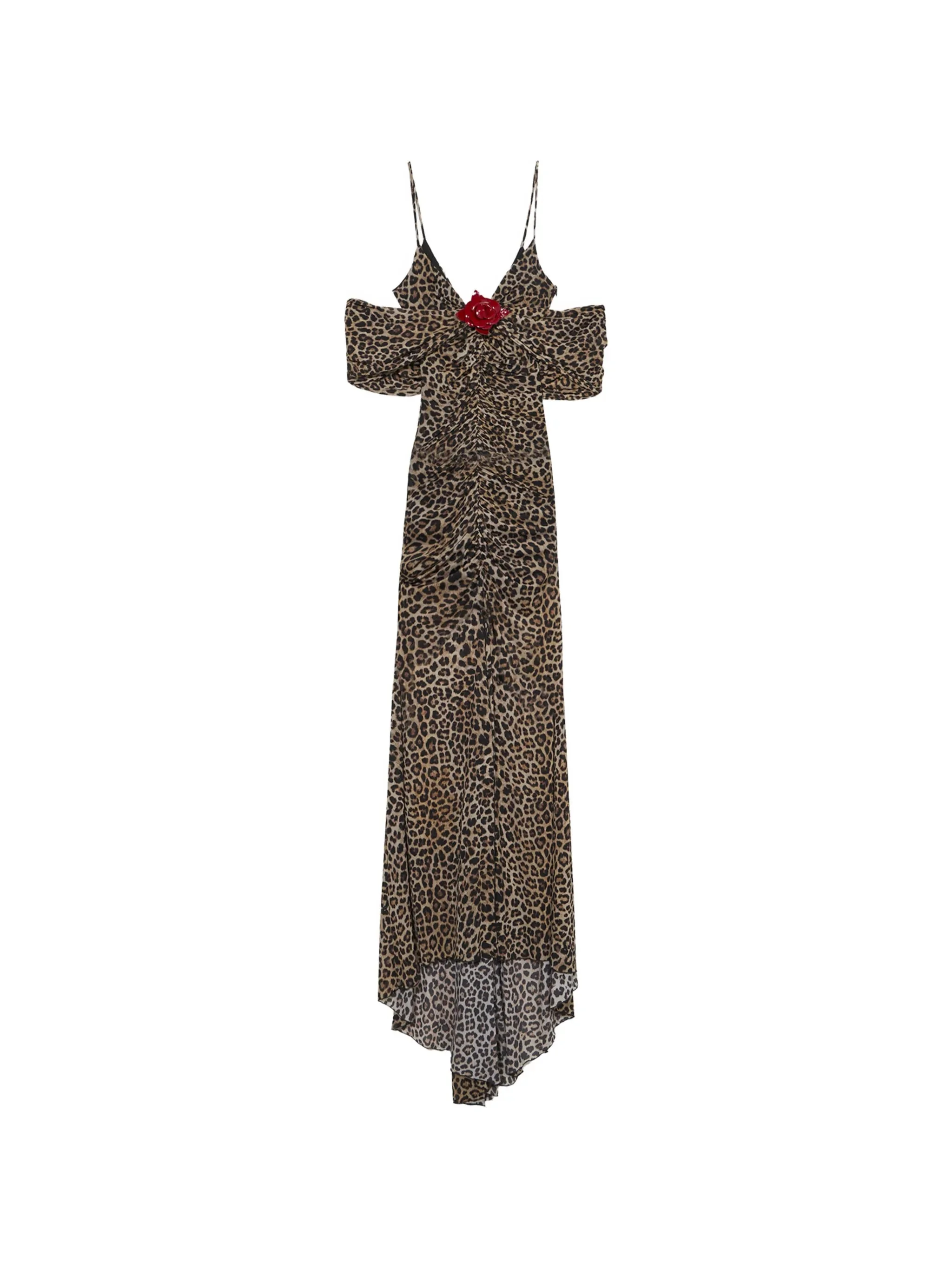 Blumarine Leopard-print Brooch-detail Maxi Dress - 1