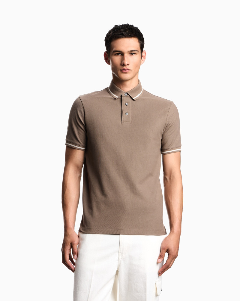 EMPORIO ARMANI PIQUÉ POLO SHIRT WITH MICRO EAGLE EMBROIDERY AND TRIM outlook