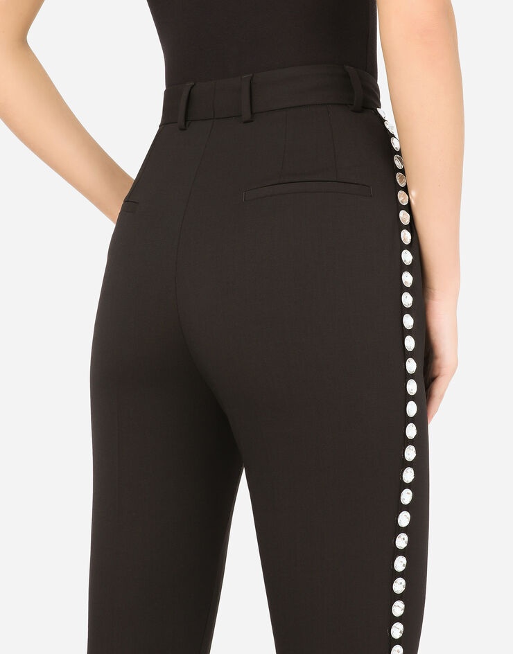 Woolen tuxedo pants with crystals - 5