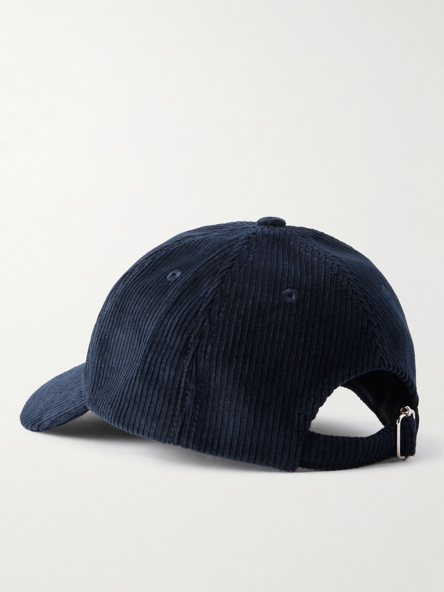 Charlie Rue Madame Logo-Print Cotton-Corduroy Baseball Cap Navy - 3