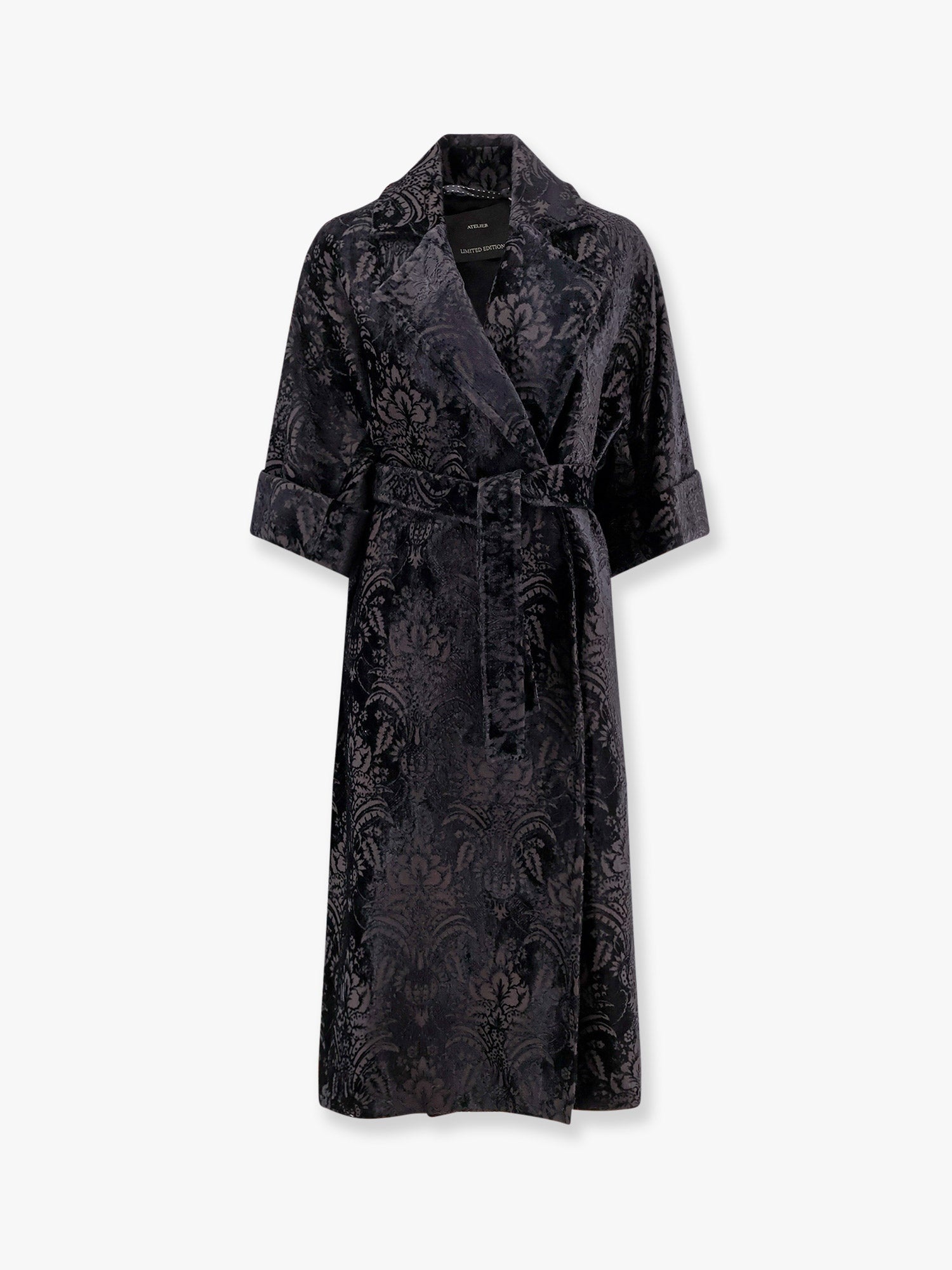 Max Mara Edolo Oversize Velvet Coat With Damask Motif - 1