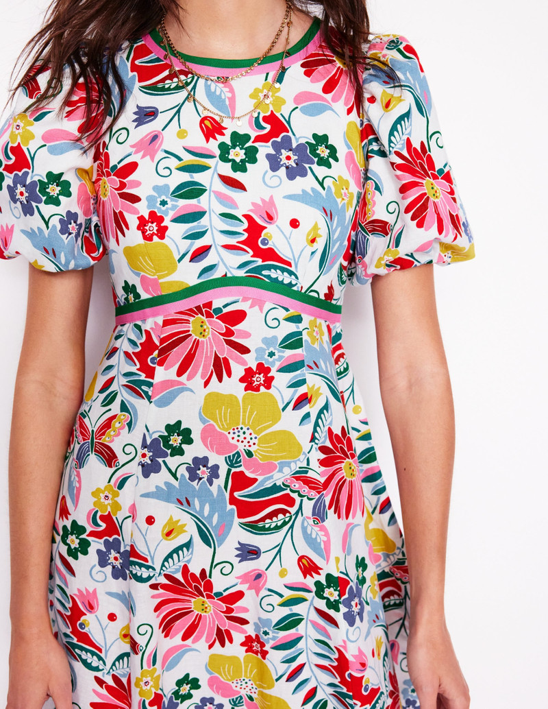 Empire Linen Tea Dress-Multi, Wildflower Trail 3