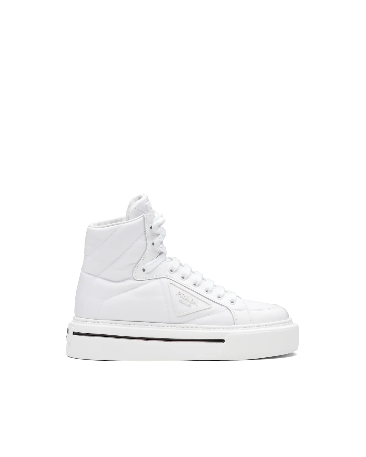 Prada Macro Re-Nylon and brushed leather high-top sneakers - 1