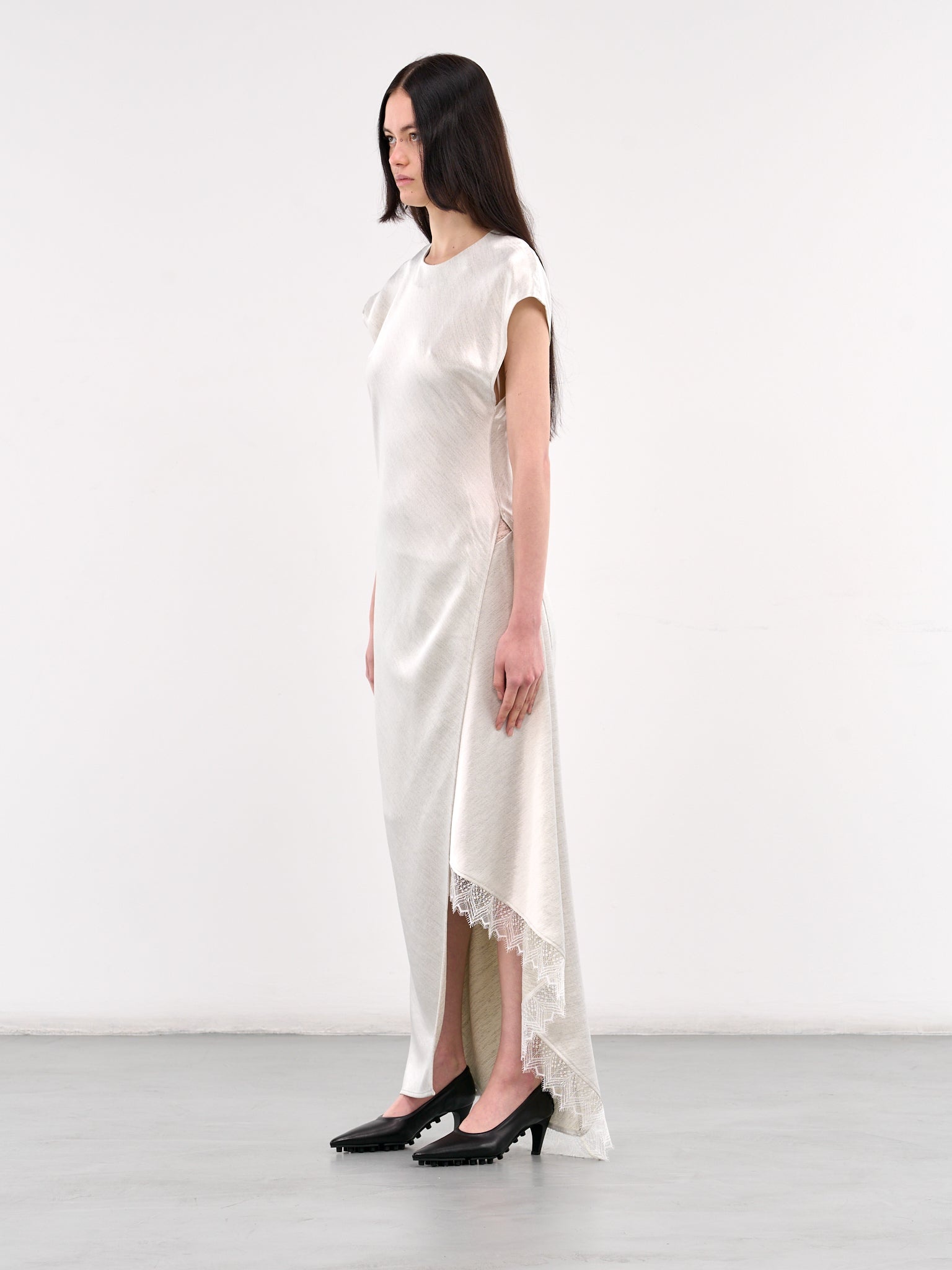 Asymmetric Lace Trim Layered Dress - 2