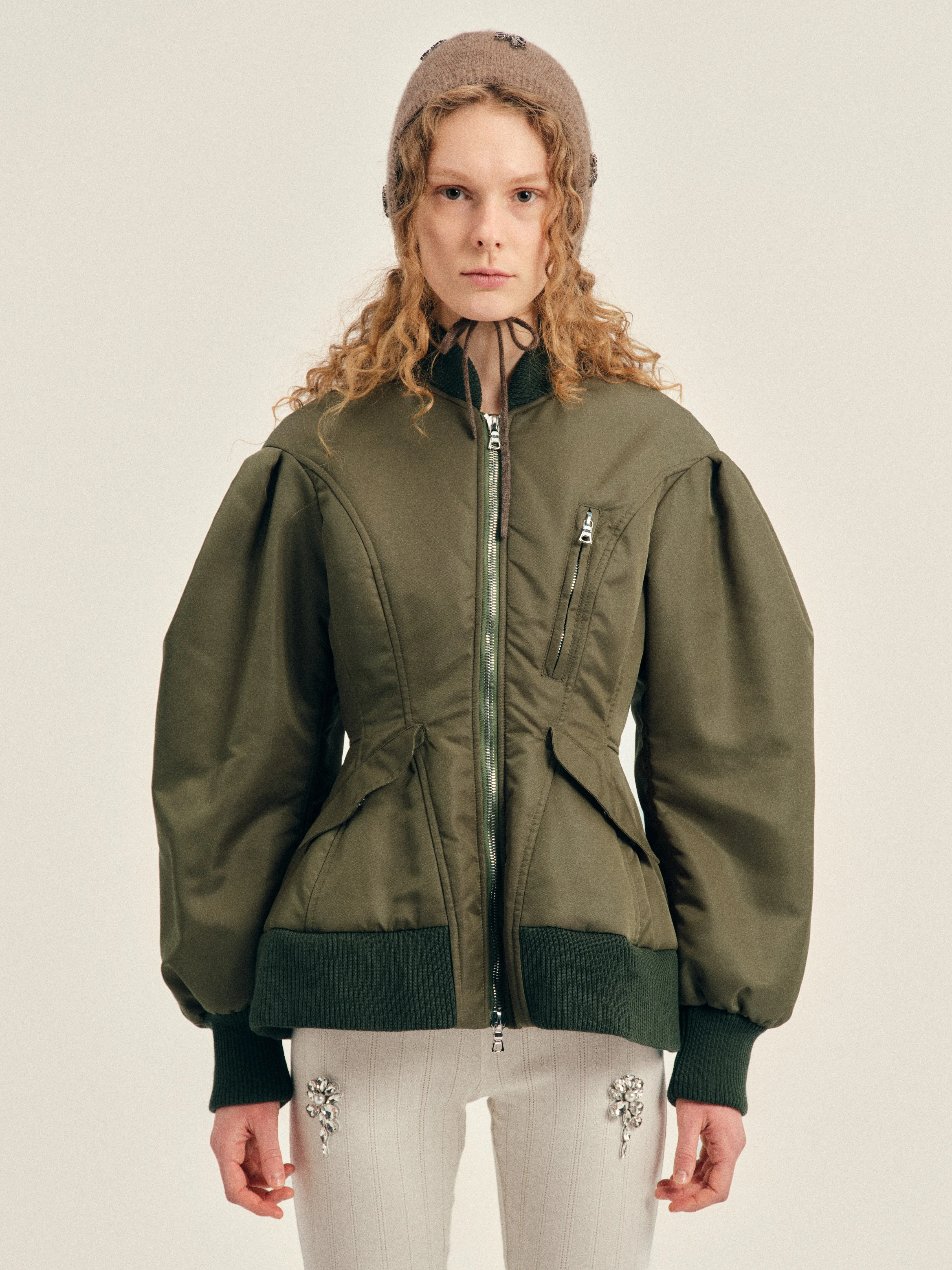 Padded Sculpted Bomber Jacket - 1