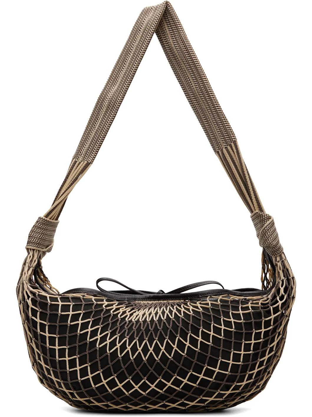Beige & Brown Croissant Filt Bag - 1