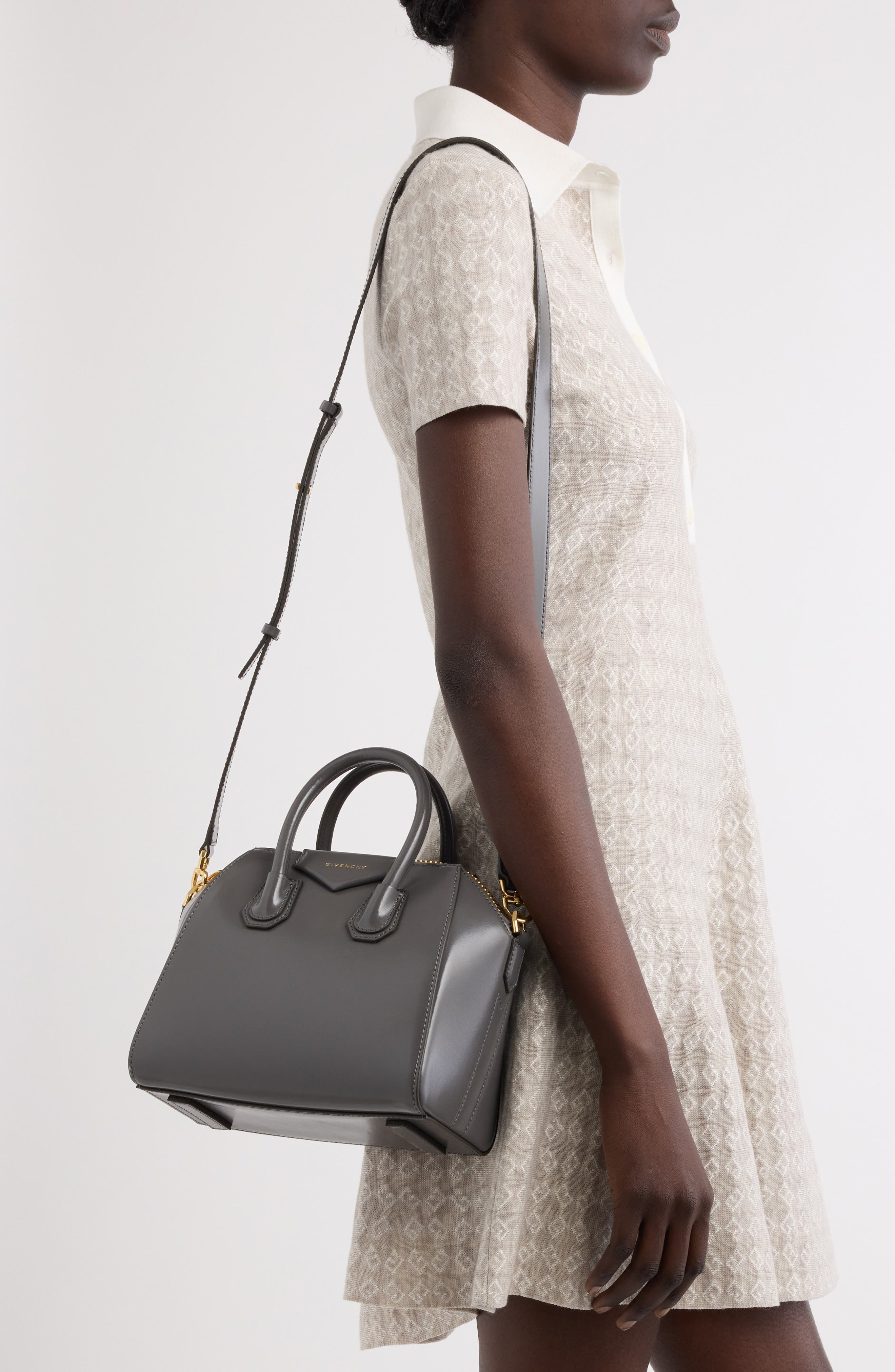 Givenchy Mini Antigona Leather Satchel in Charcoal at Nordstrom - 9