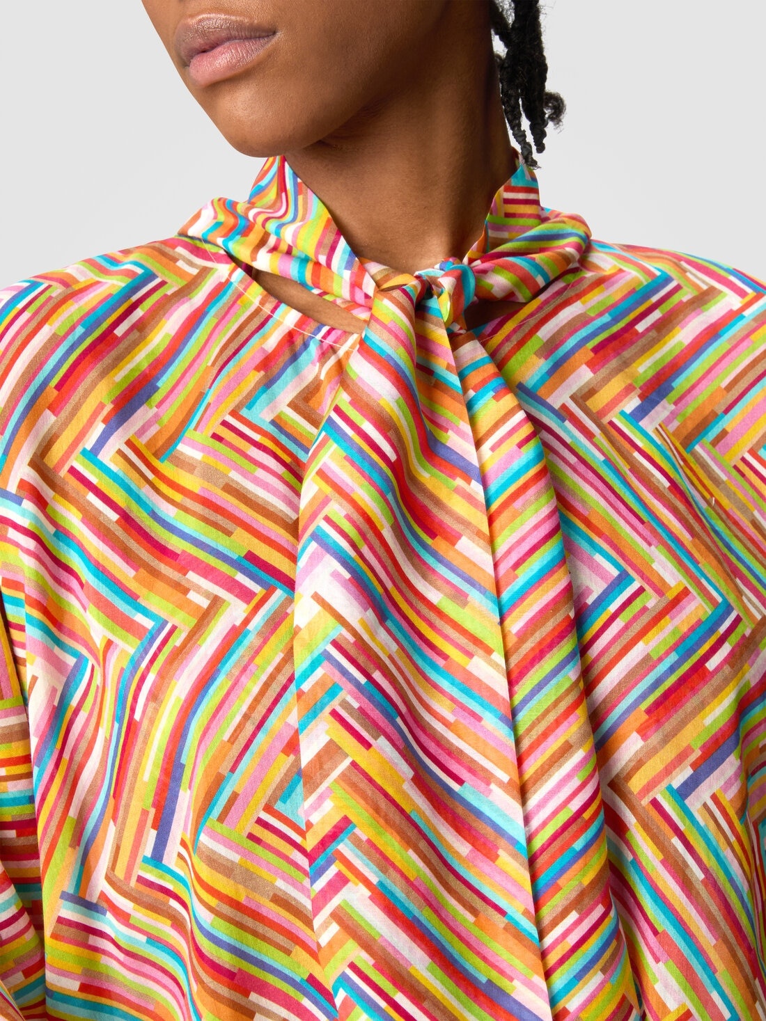 Asymmetrical blouse in printed cotton and silk blend - 5