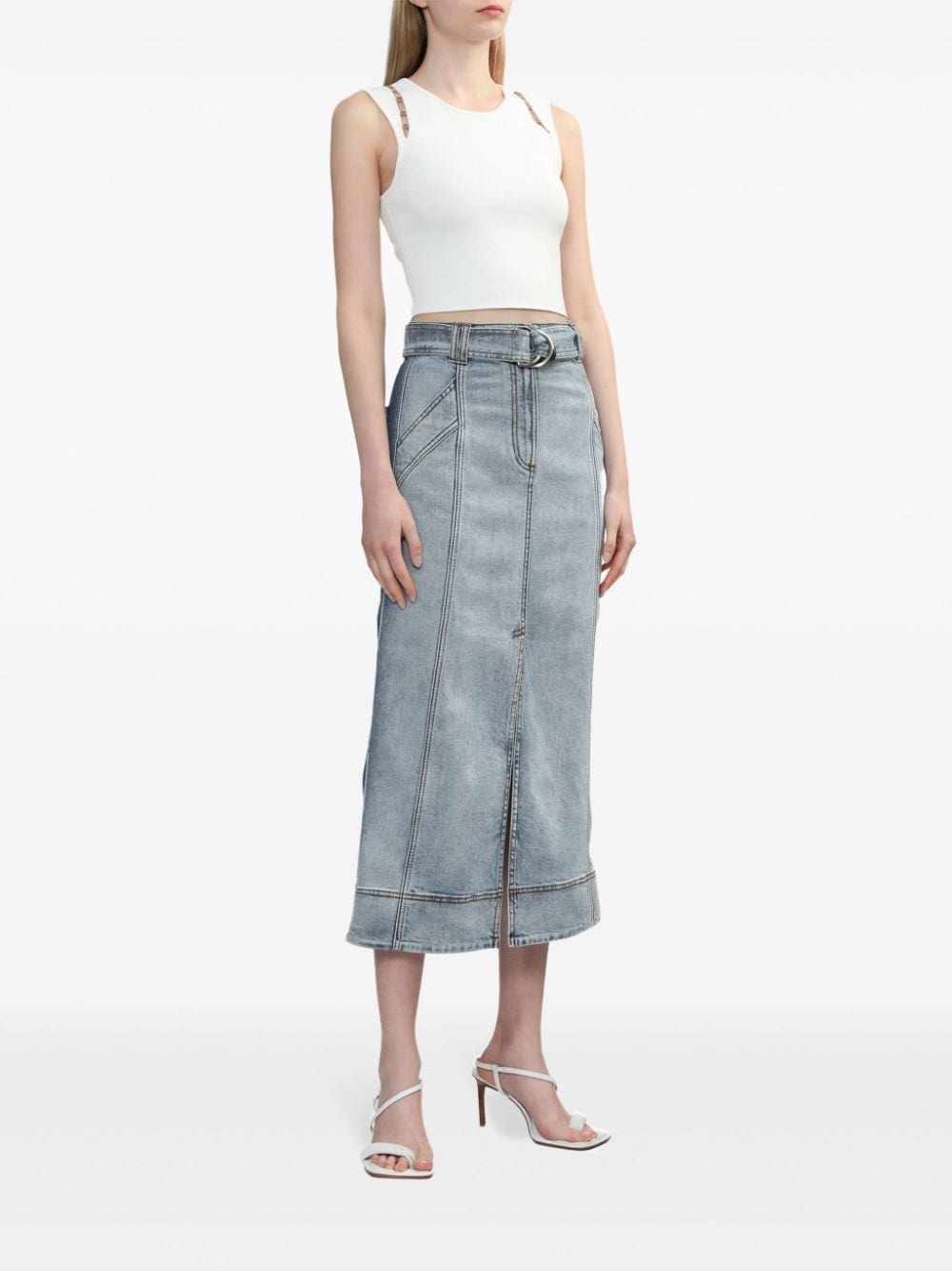 two-tone midi denim skirt - 2