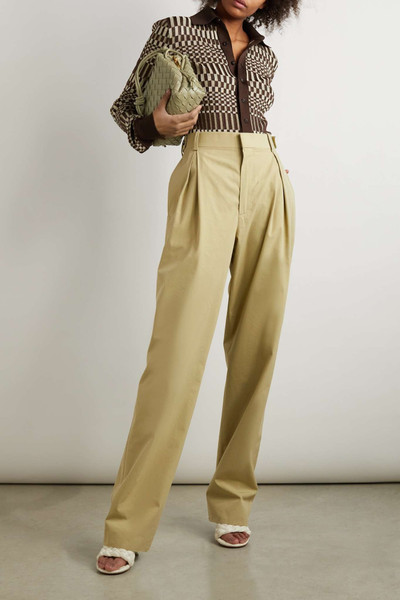 Bottega Veneta Pleated cotton-blend poplin wide-leg pants outlook