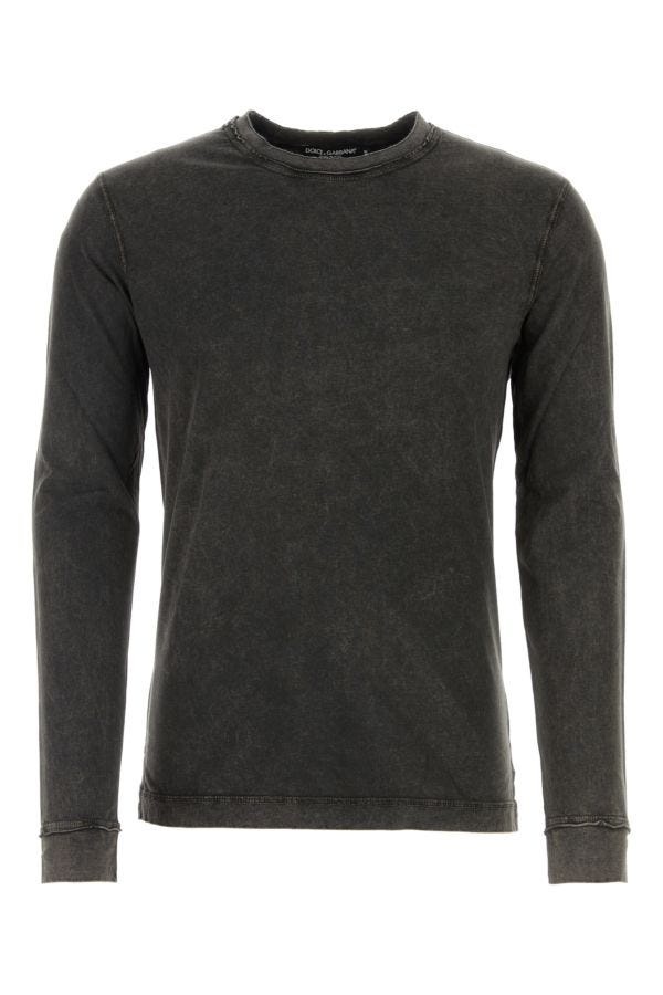 Dolce & Gabbana Man Dark Grey Cotton T-Shirt - 1