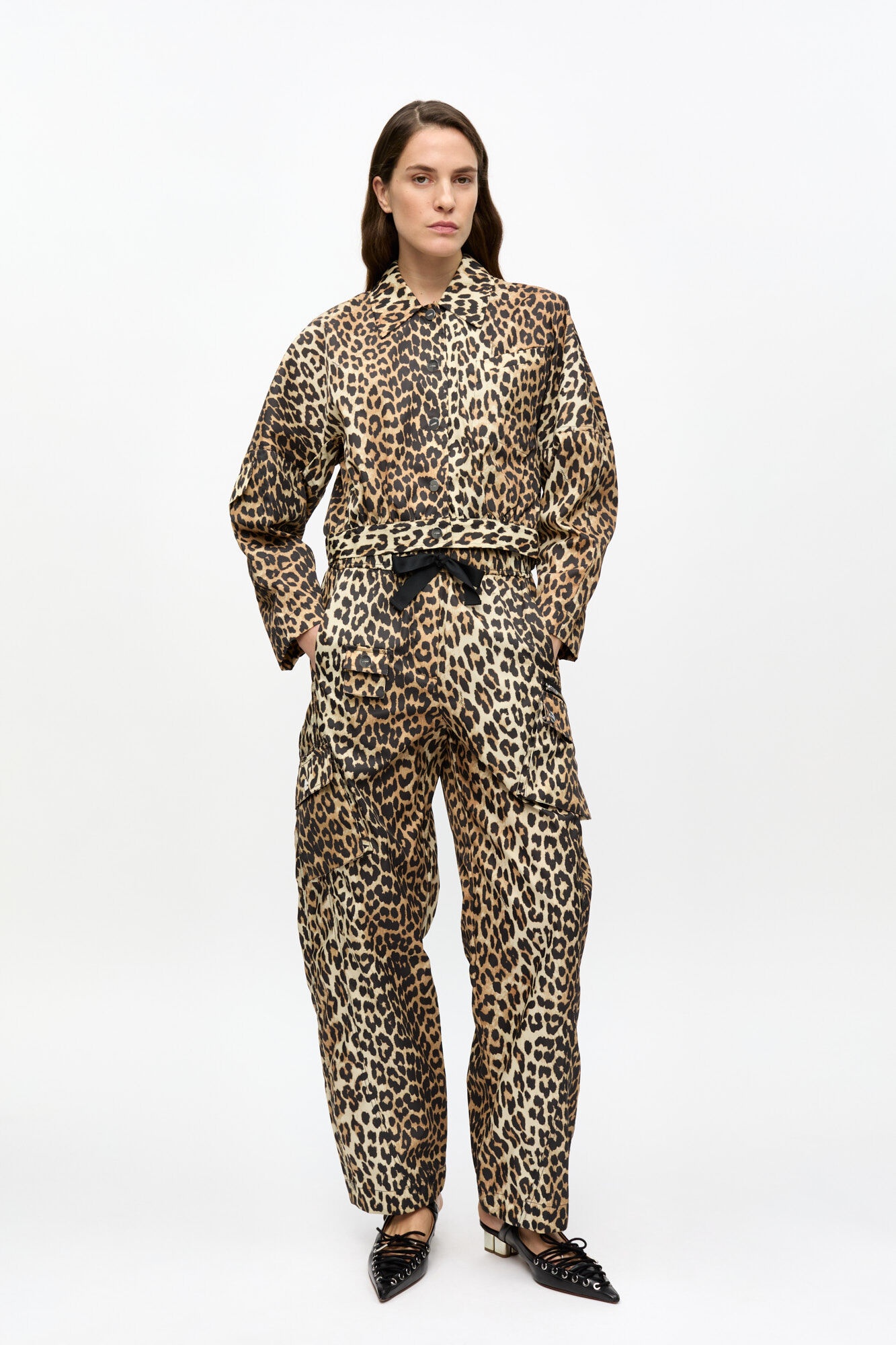 LEOPARD DUCHESSE NYLON CROPPED JACKET - 4