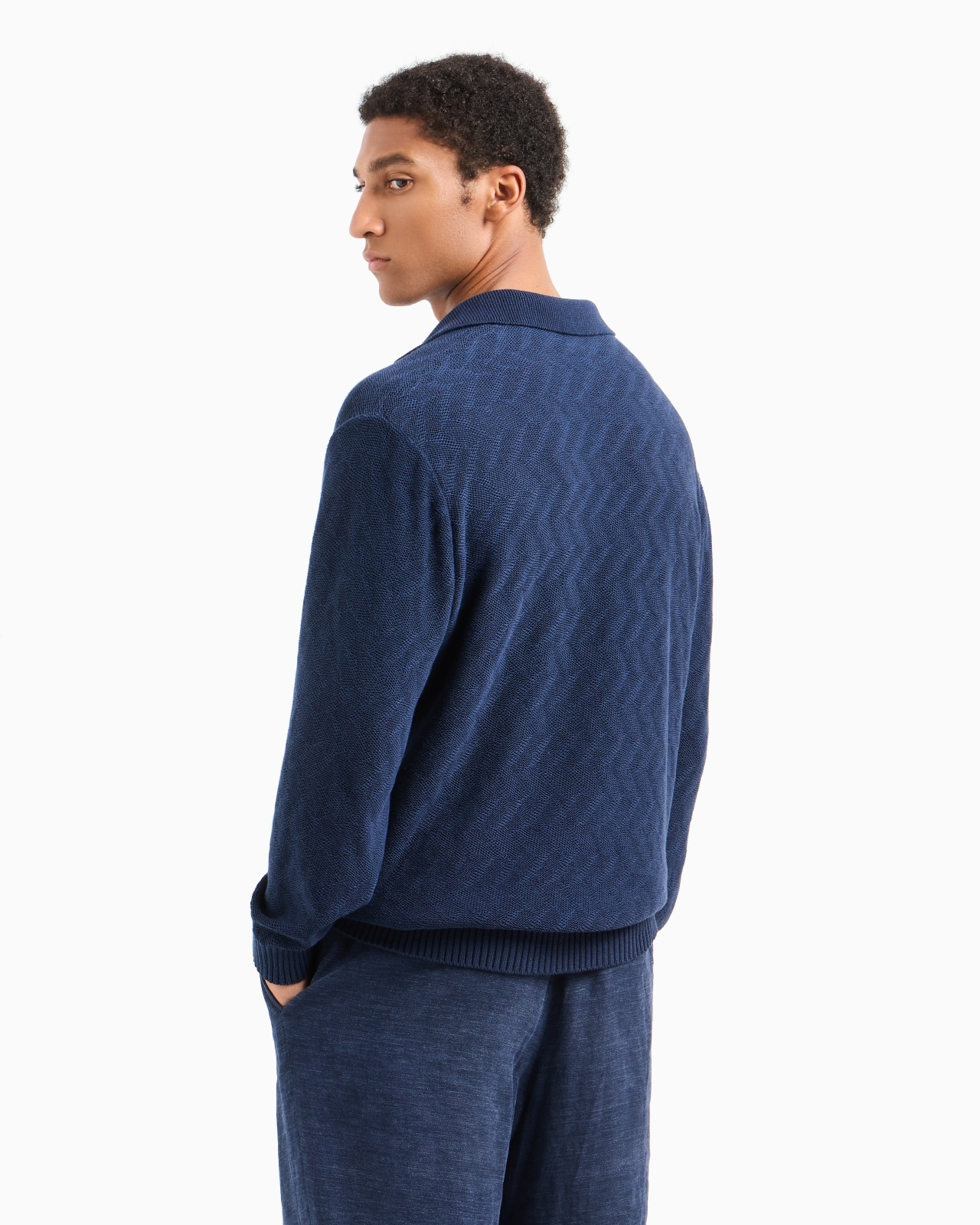 COTTON JACQUARD KNITTED POLO SHIRT - 3