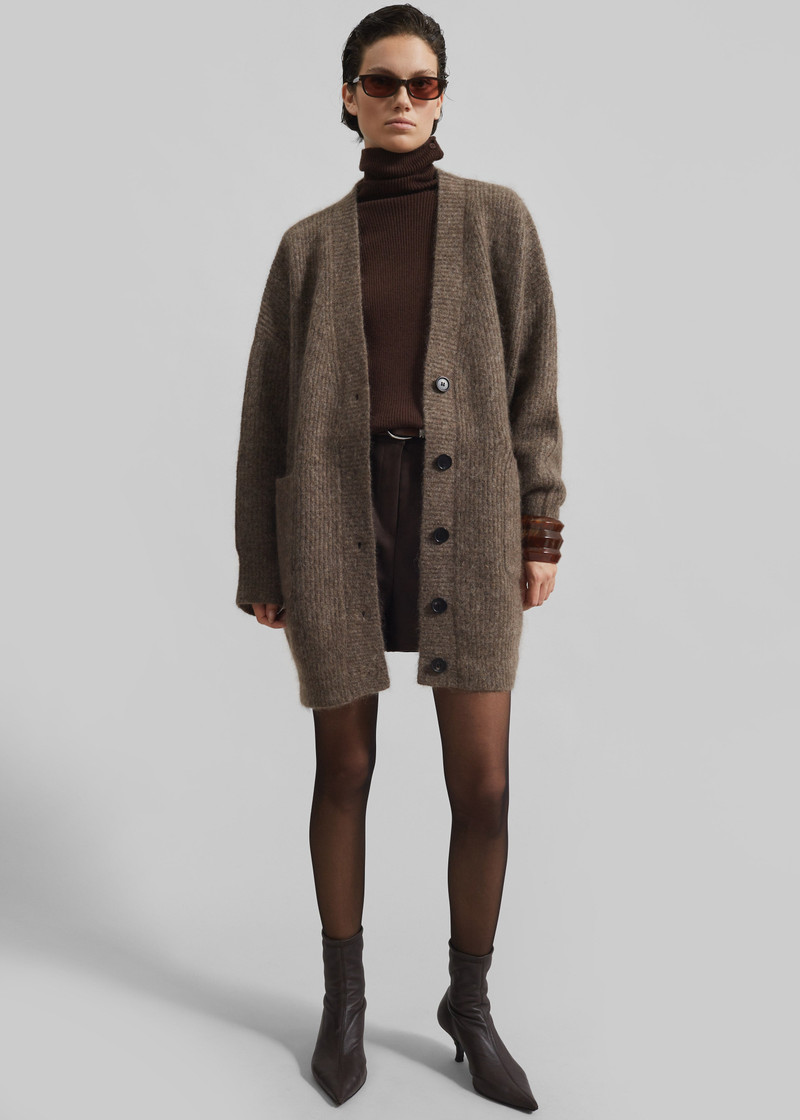Ruhr Oversized Mohair Cardigan - Brown 1