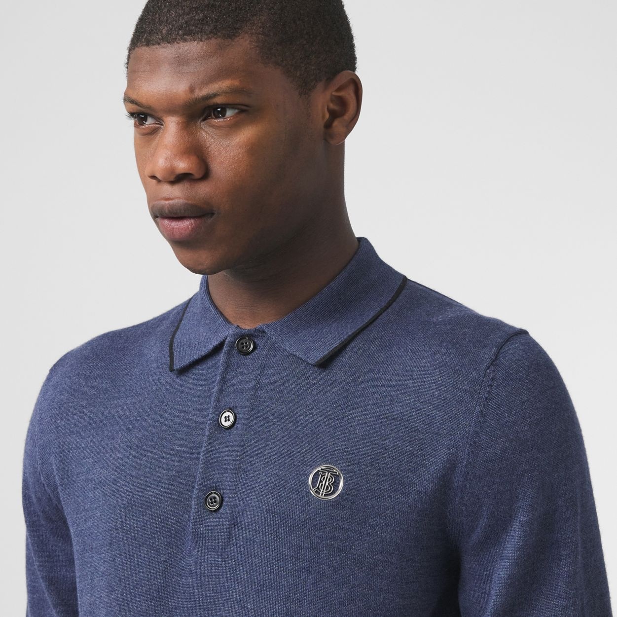 Monogram Motif Wool Silk Cashmere Polo Shirt - 3