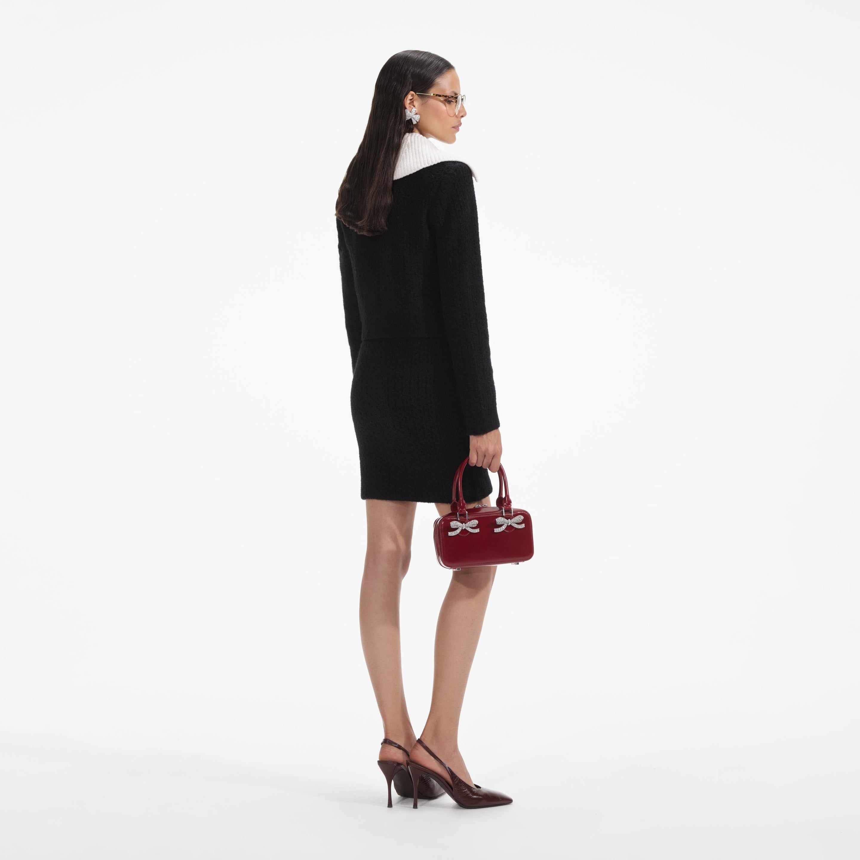 Black Cashmere Blend Knit Skirt - 3