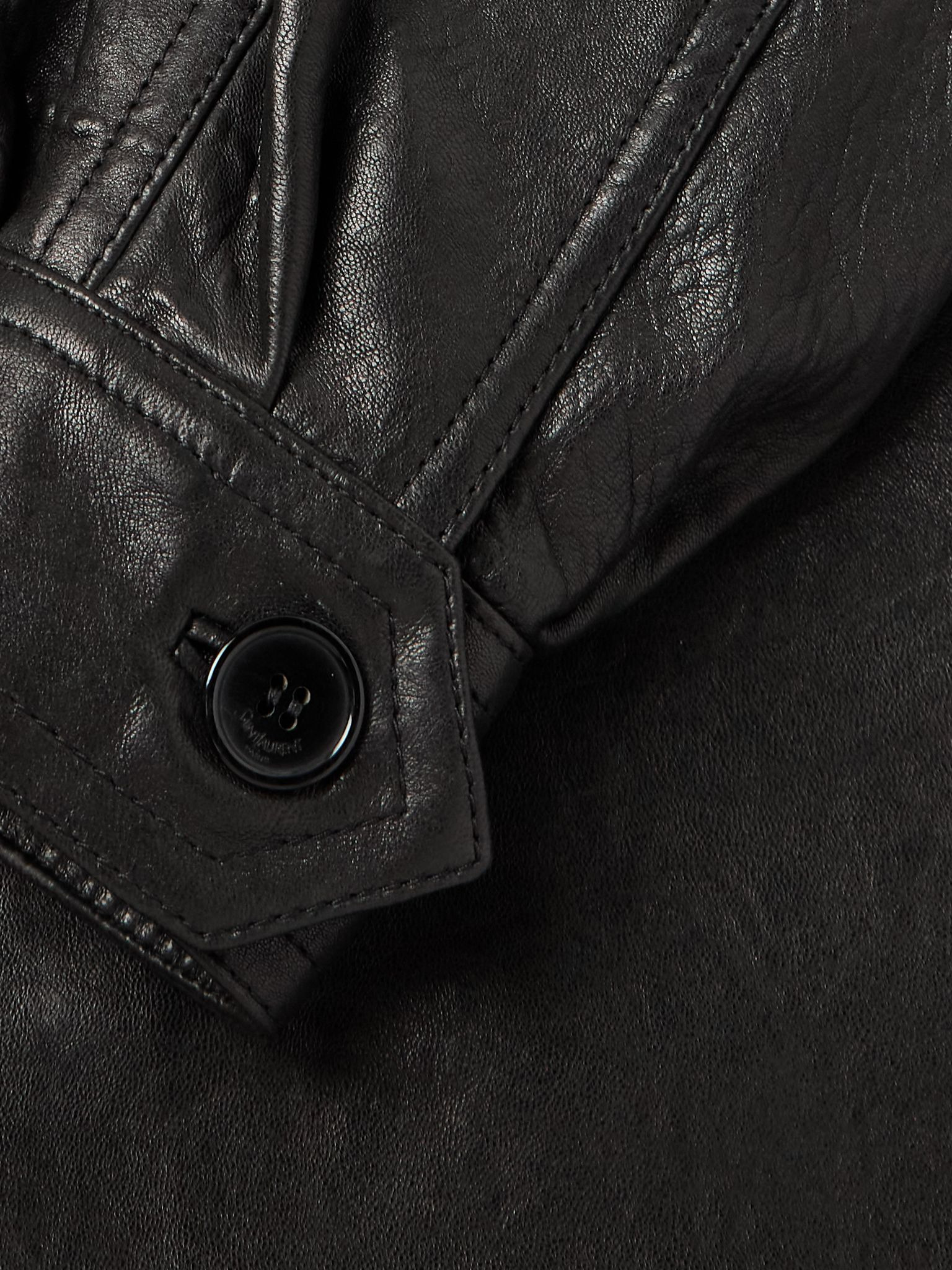 Full-Grain Leather Bomber Jacket Black - 6