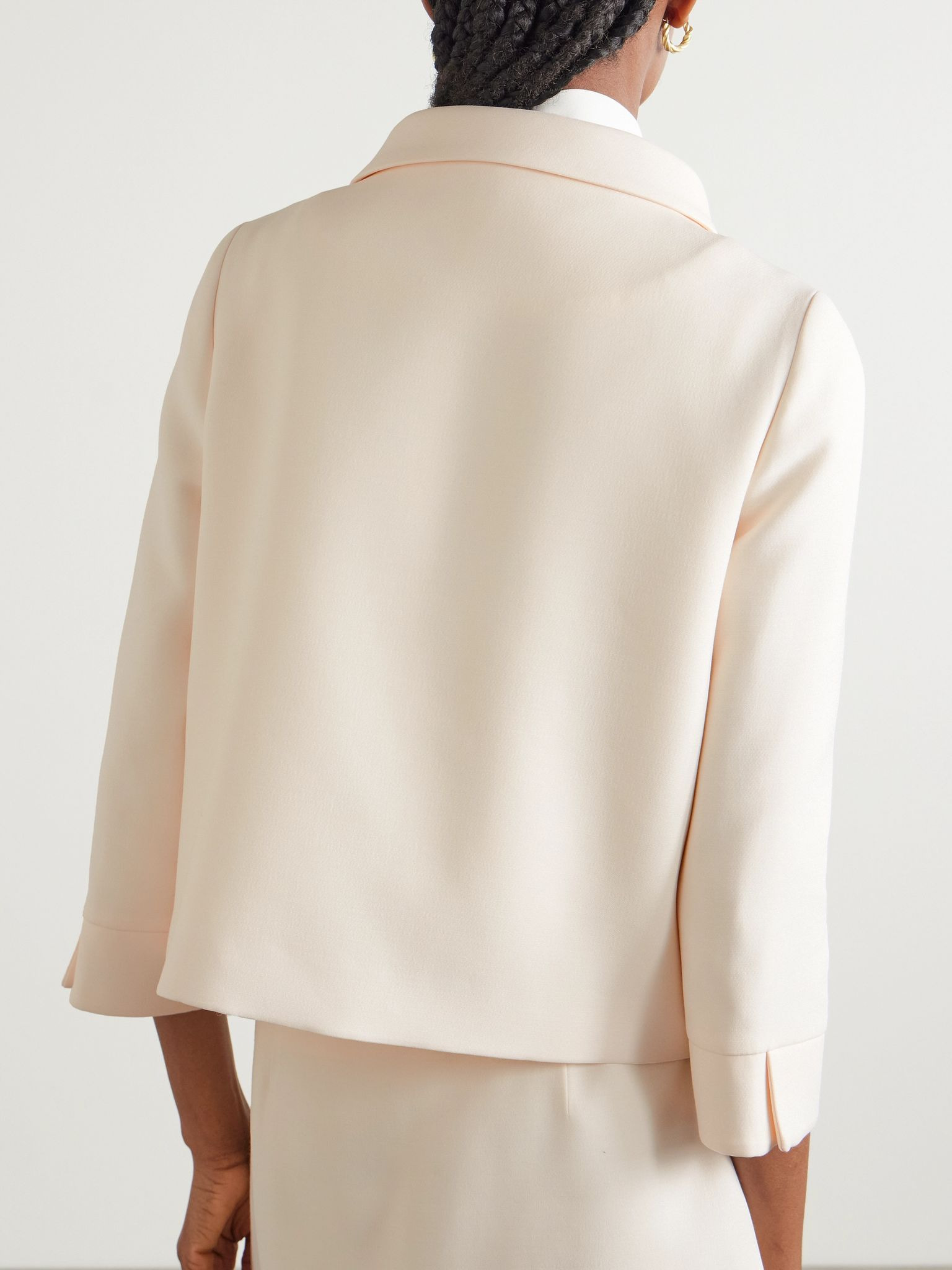 Cropped embellished wool and silk-blend crepe jacket Ivory - 3