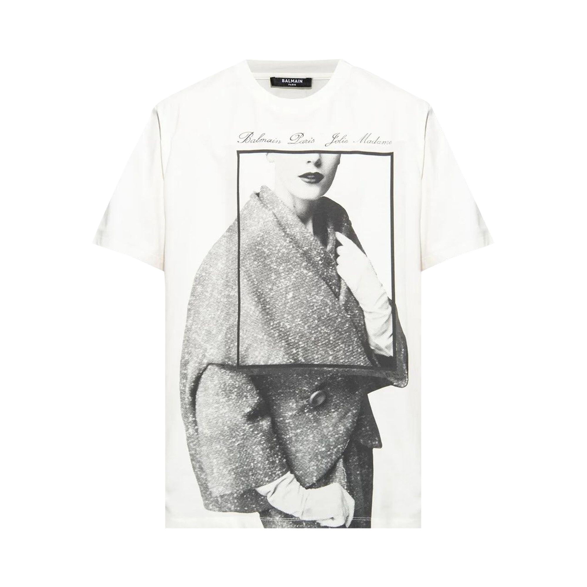 Balmain Printed Crewneck T-Shirt 'White/Multicolor Grey' - 1