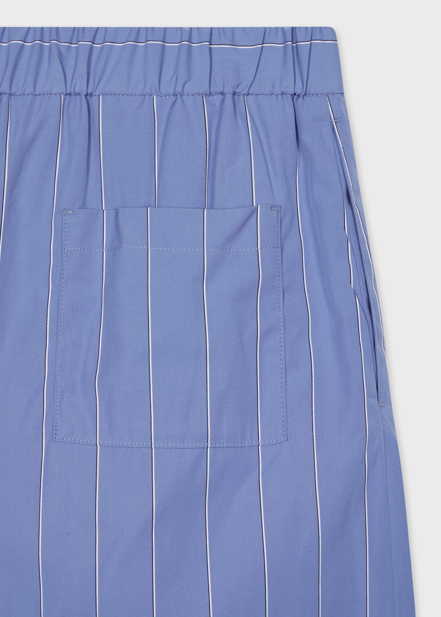 Blue Cotton Poplin Stripe Shorts - 2