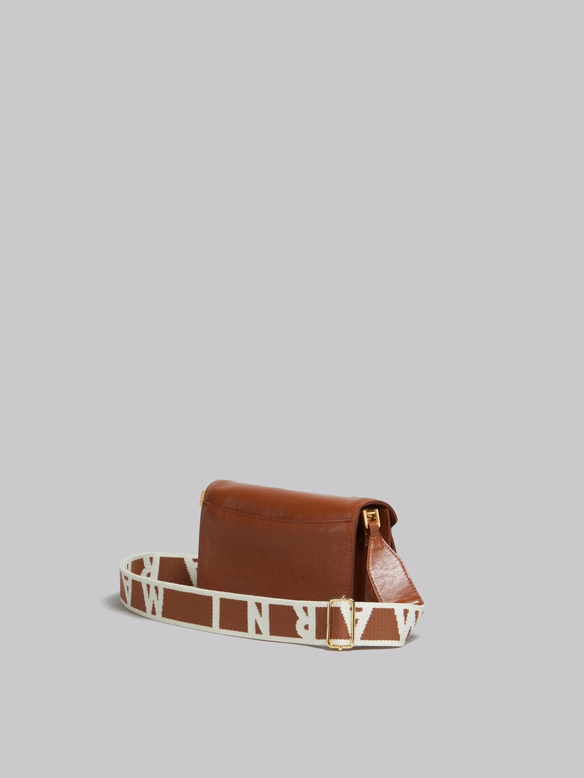 BROWN LEATHER E/W SOFT TRUNK BAG WITH LOGO STRAP - 2