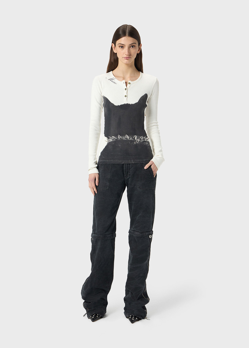 STRAIGHT LEG CANVAS PANTS WITH ZIP 1