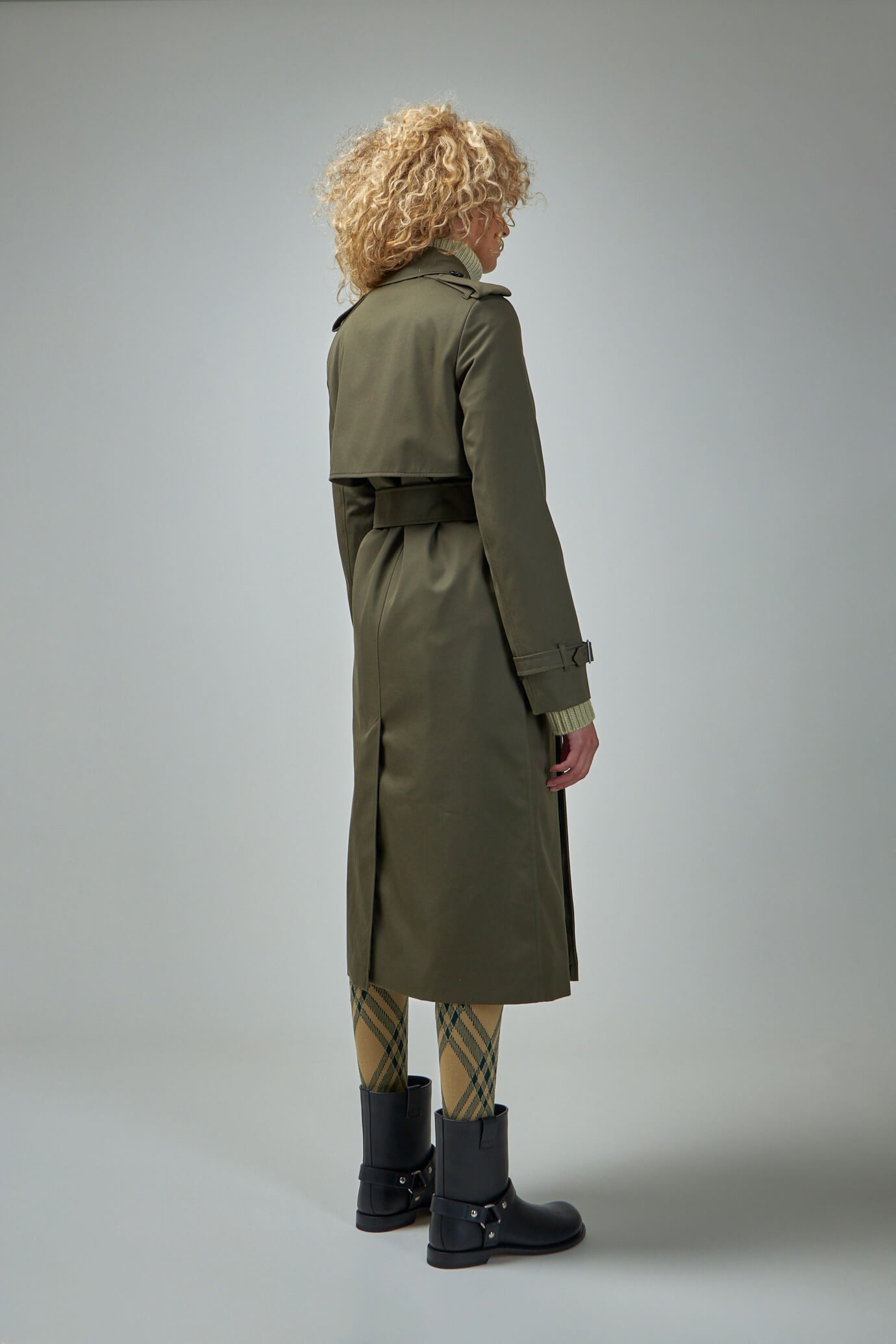 トレンチコート Burberry Sage Green Polyester Blend Trench Coat Burberry Long Cotton Blend Trench Coat | labelsfashion