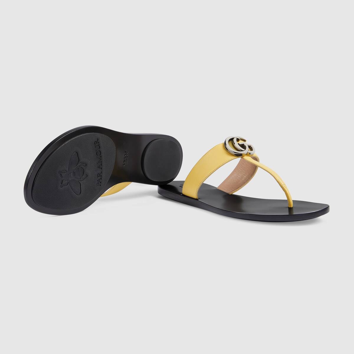 Women's leather thong sandal with Double G - 5