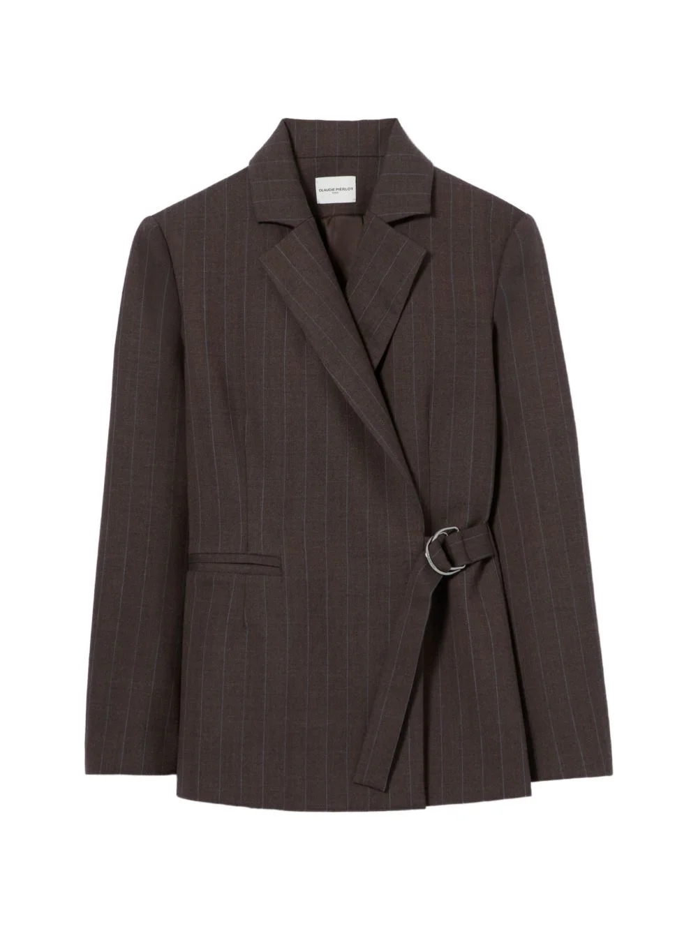 striped double buckle suit jacket - 1