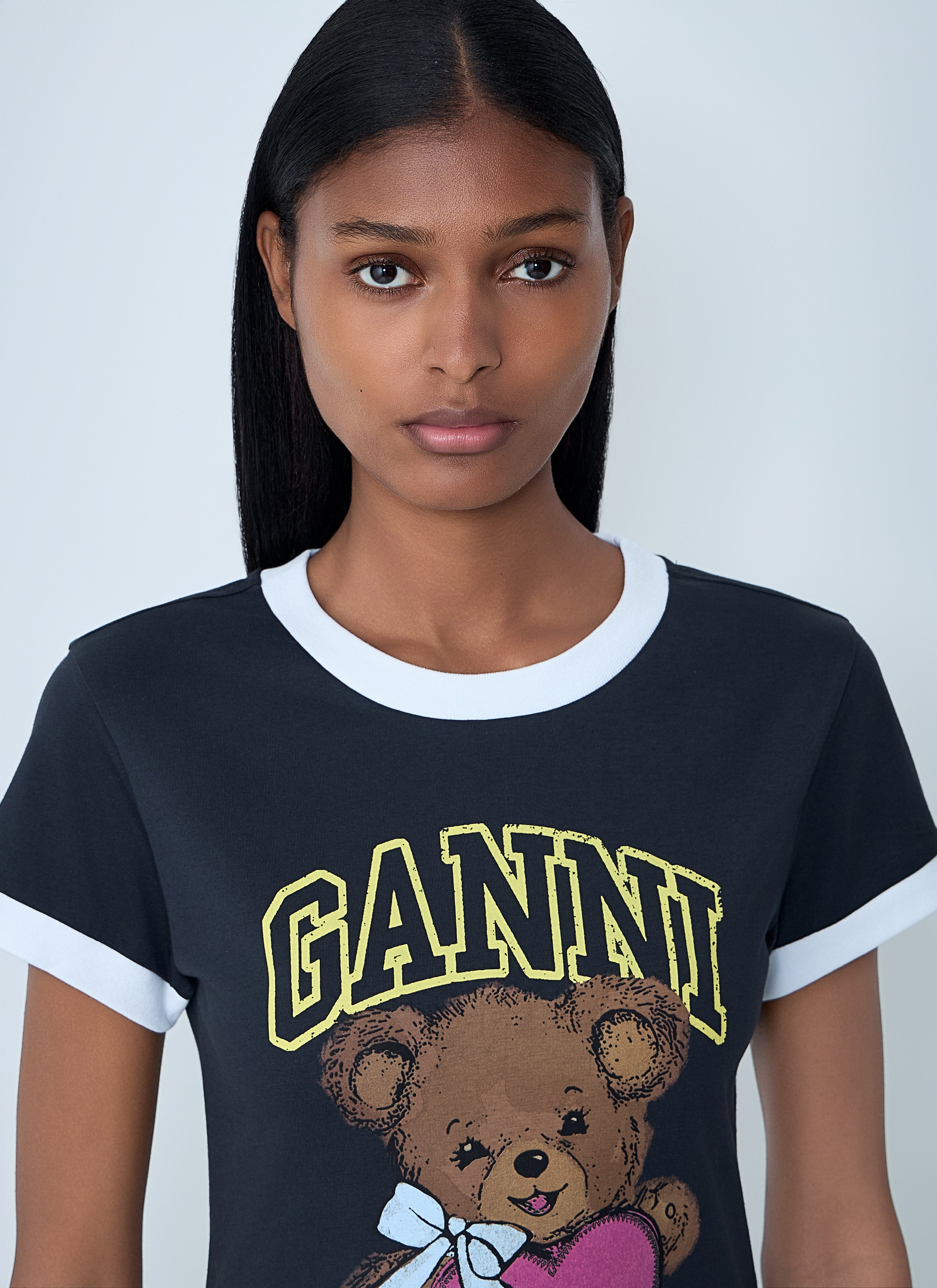 Ganni Women Logo Motif T-Shirt - 5