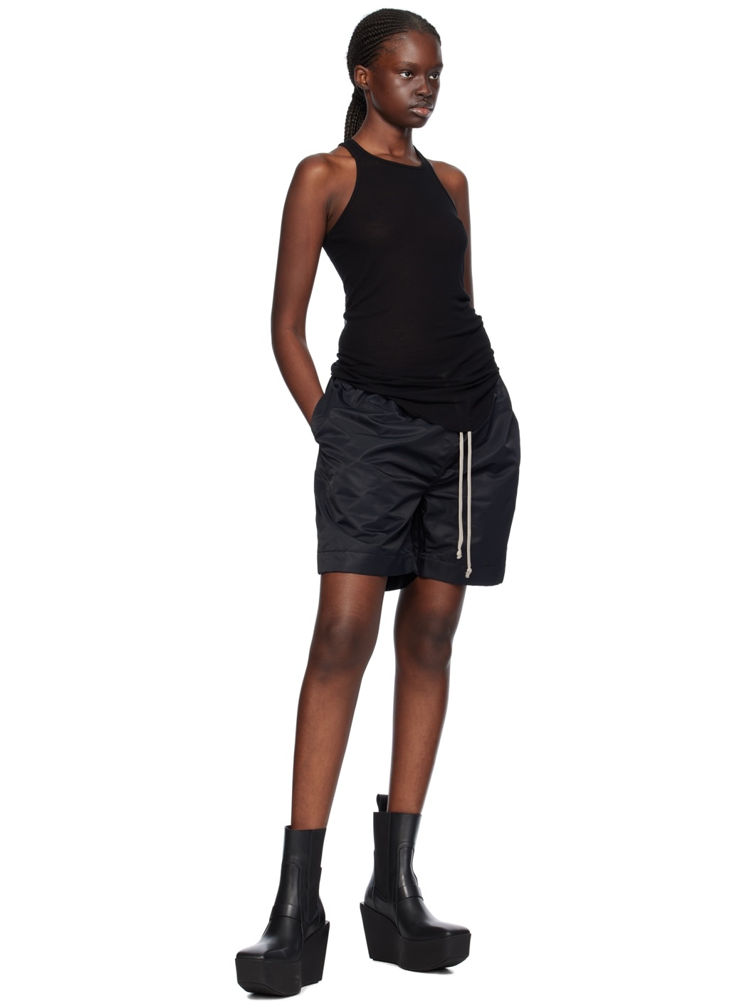 Black Drawstring Shorts - 4