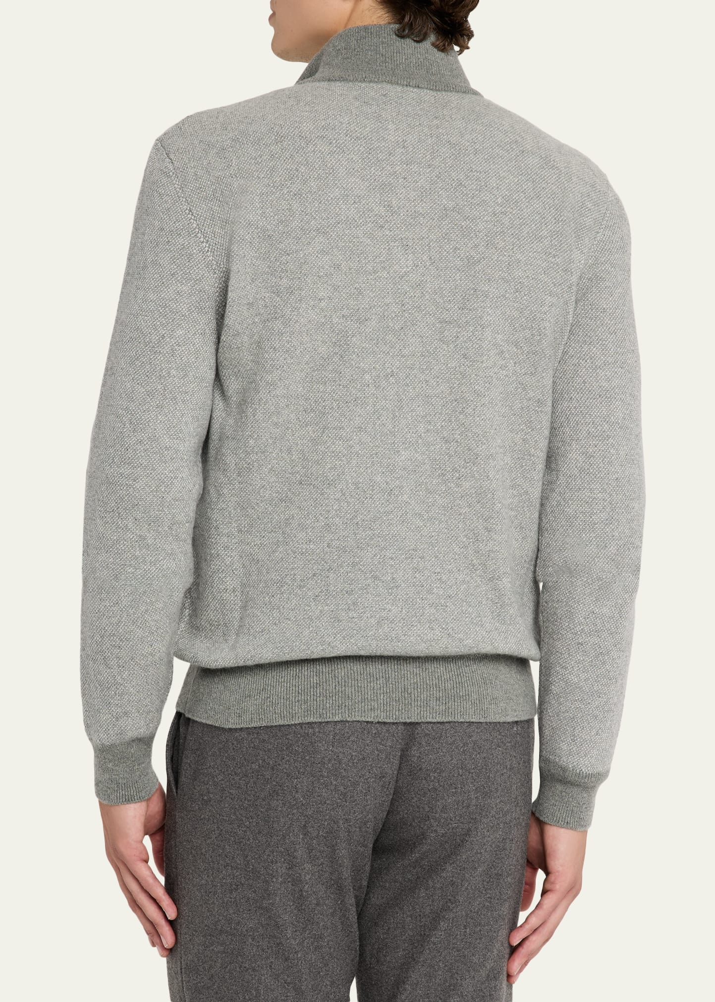 Men's Cashmere Birdseye Knit Half-Zip Sweater - 3