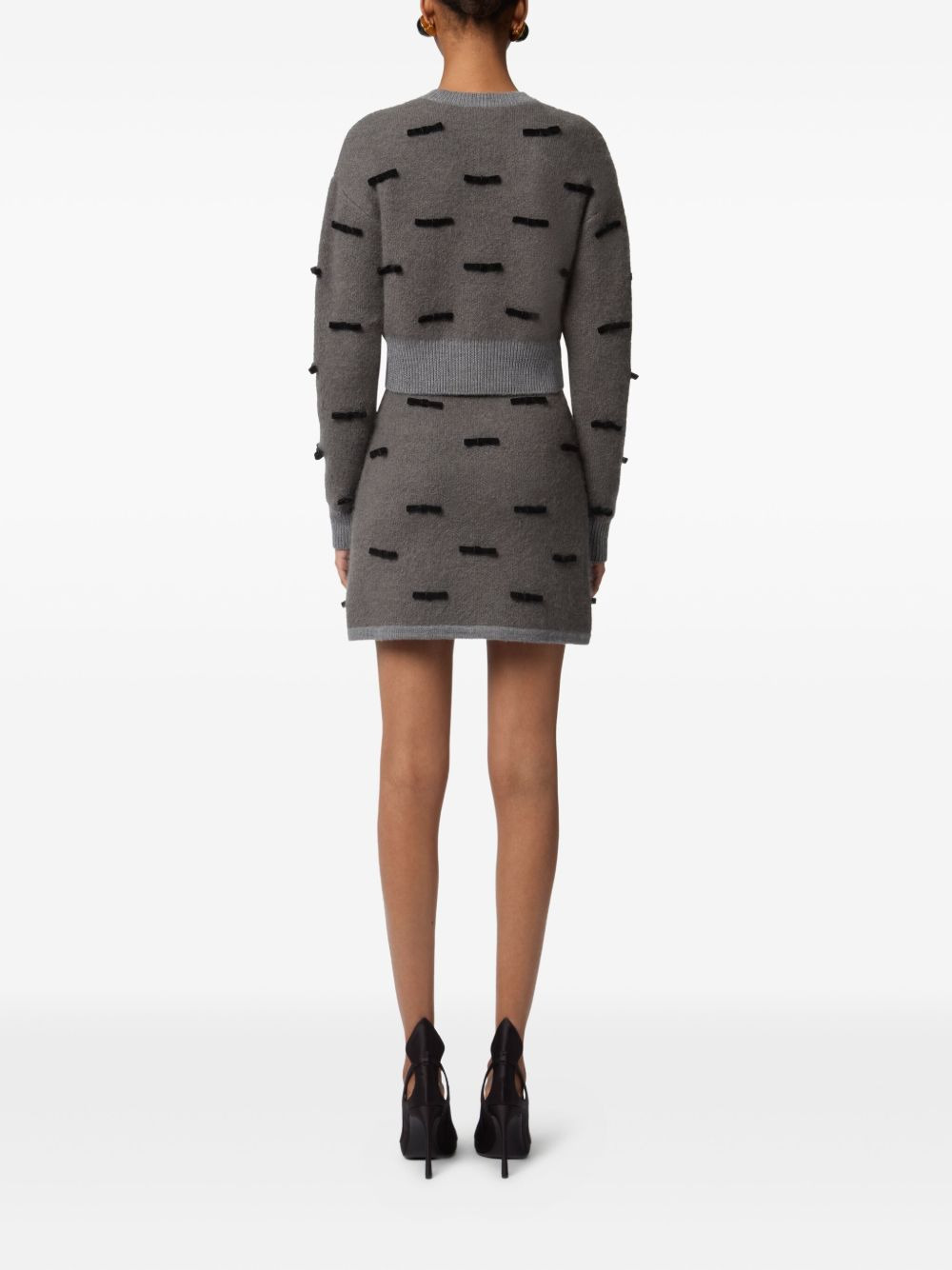 bow-embellished knitted mini skirt - 4