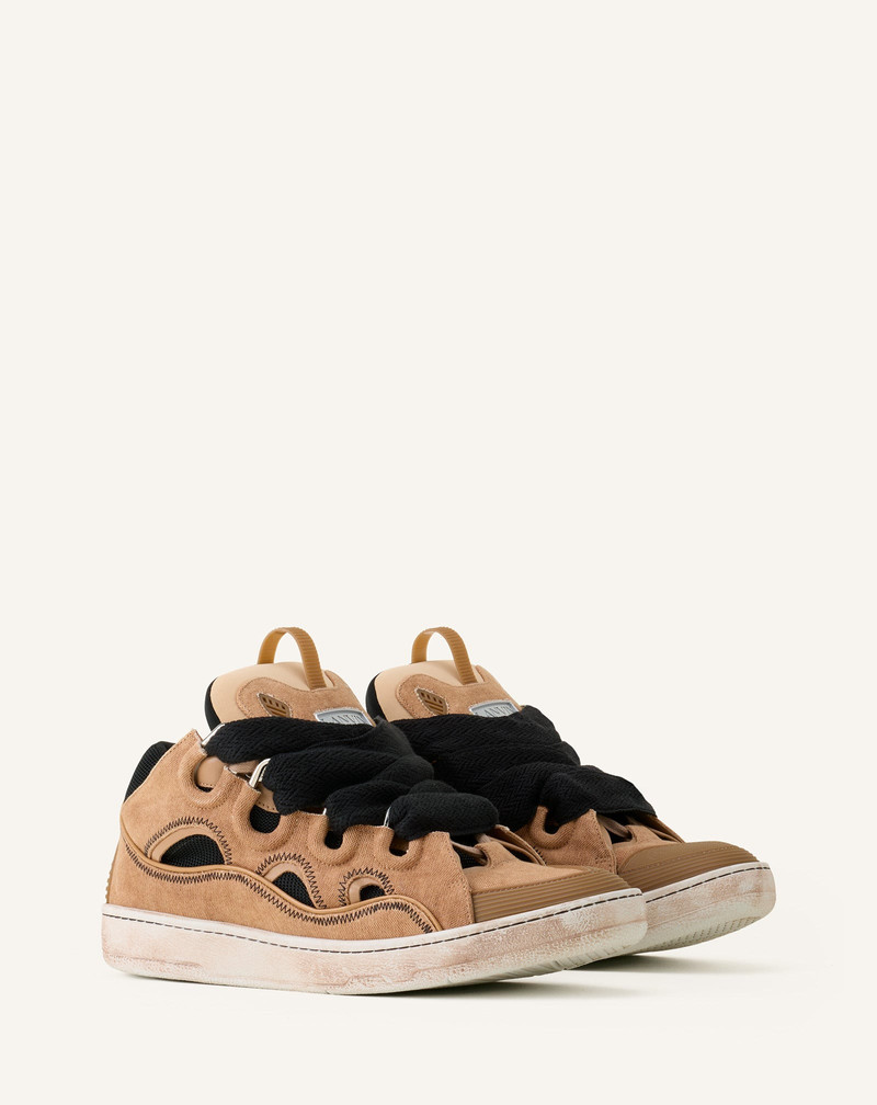 Lanvin BROWN CURB CANVAS SNEAKERS outlook